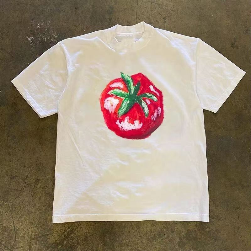 Vintage White retro tomato pattern printed t-shirt Size US M / EU 48-50 / 2 - 1 Thumbnail