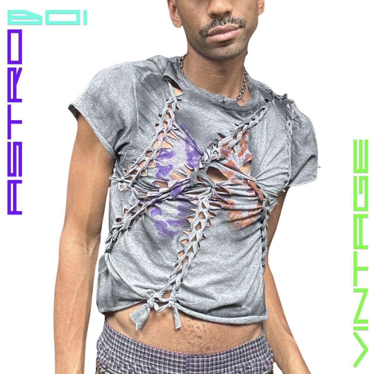 Other ASTROBOI* Abstract Printed Braided Gray T-Shirt - Large Size US L / EU 52-54 / 3 - 1 Thumbnail