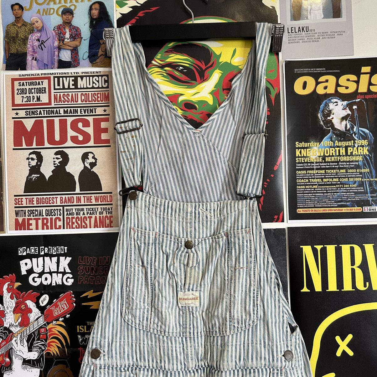 Vintage Vintage Denim & Dungaree Biker Stripe Overall Size US 36 / EU 52 - 3 Thumbnail