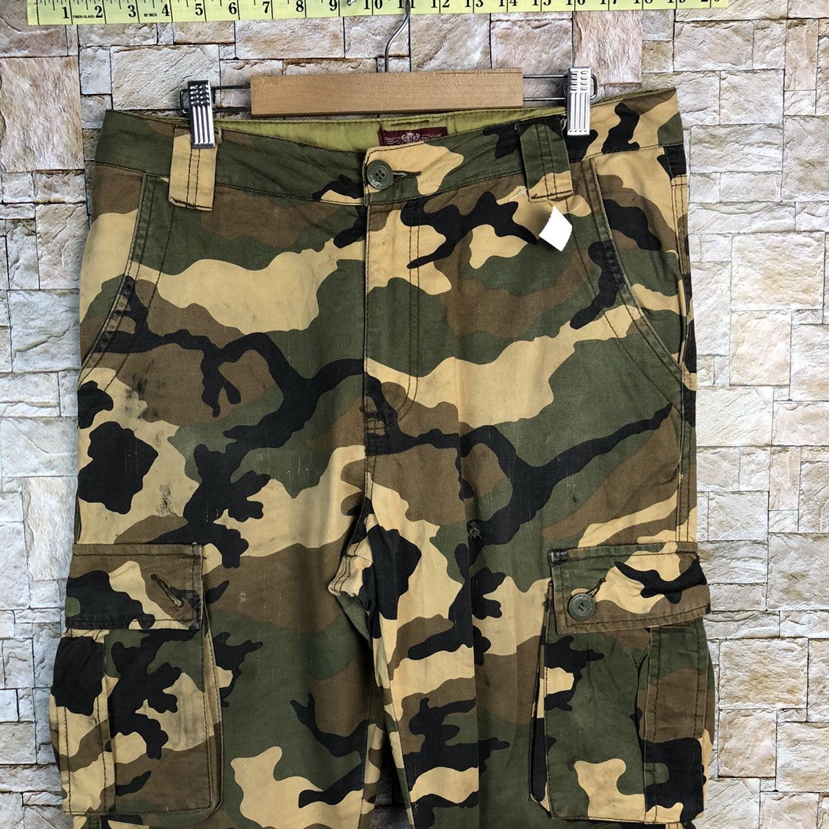 Japanese Brand Matchstick Camo Brown Cargo Multipocket Pants #A138 Size US 31 - 5 Thumbnail