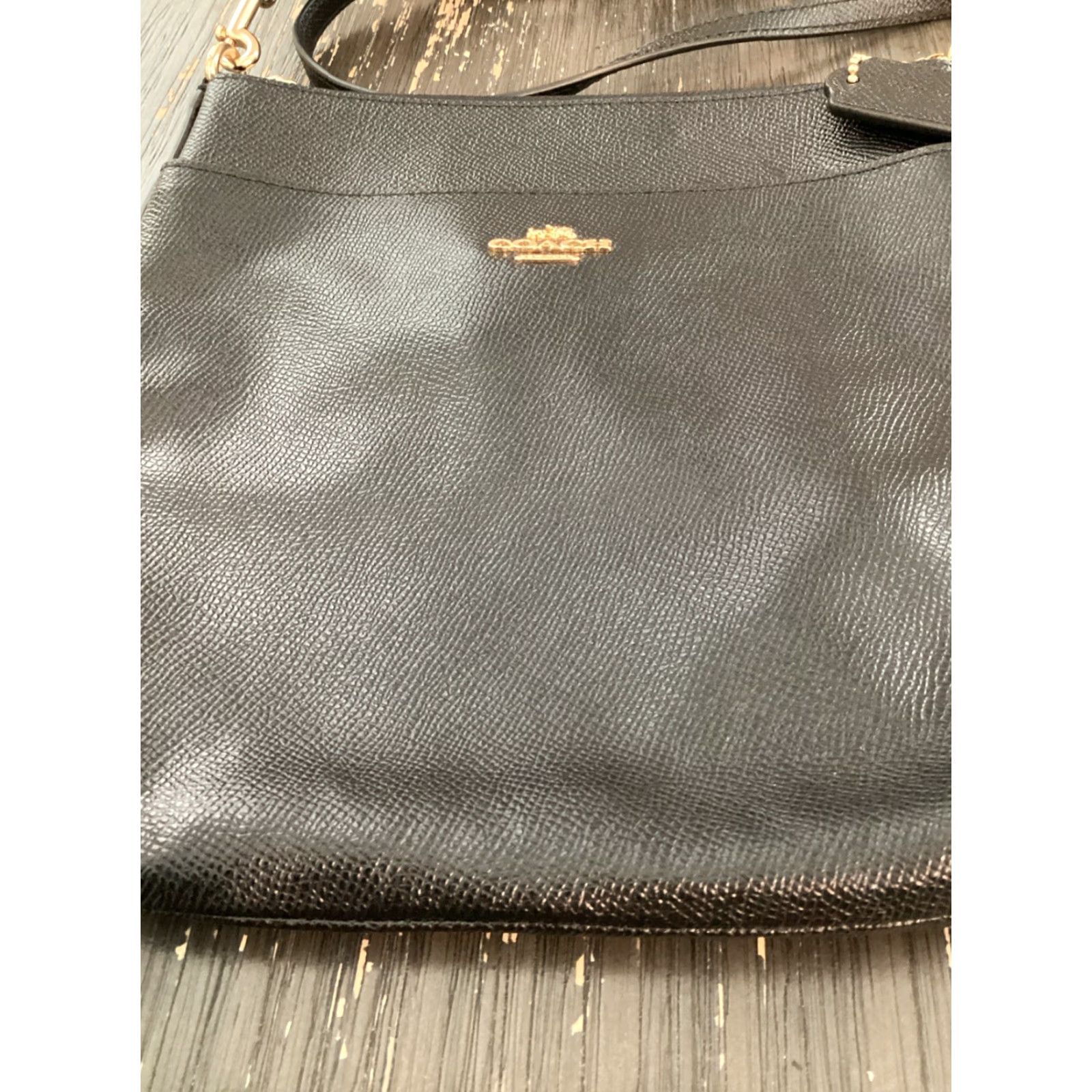 Coach VINTAGE Coach Kitt Messenger Crossbody Black/Gold Leather Small File Bag (Medium) Womens Size ONE SIZE - 3 Thumbnail