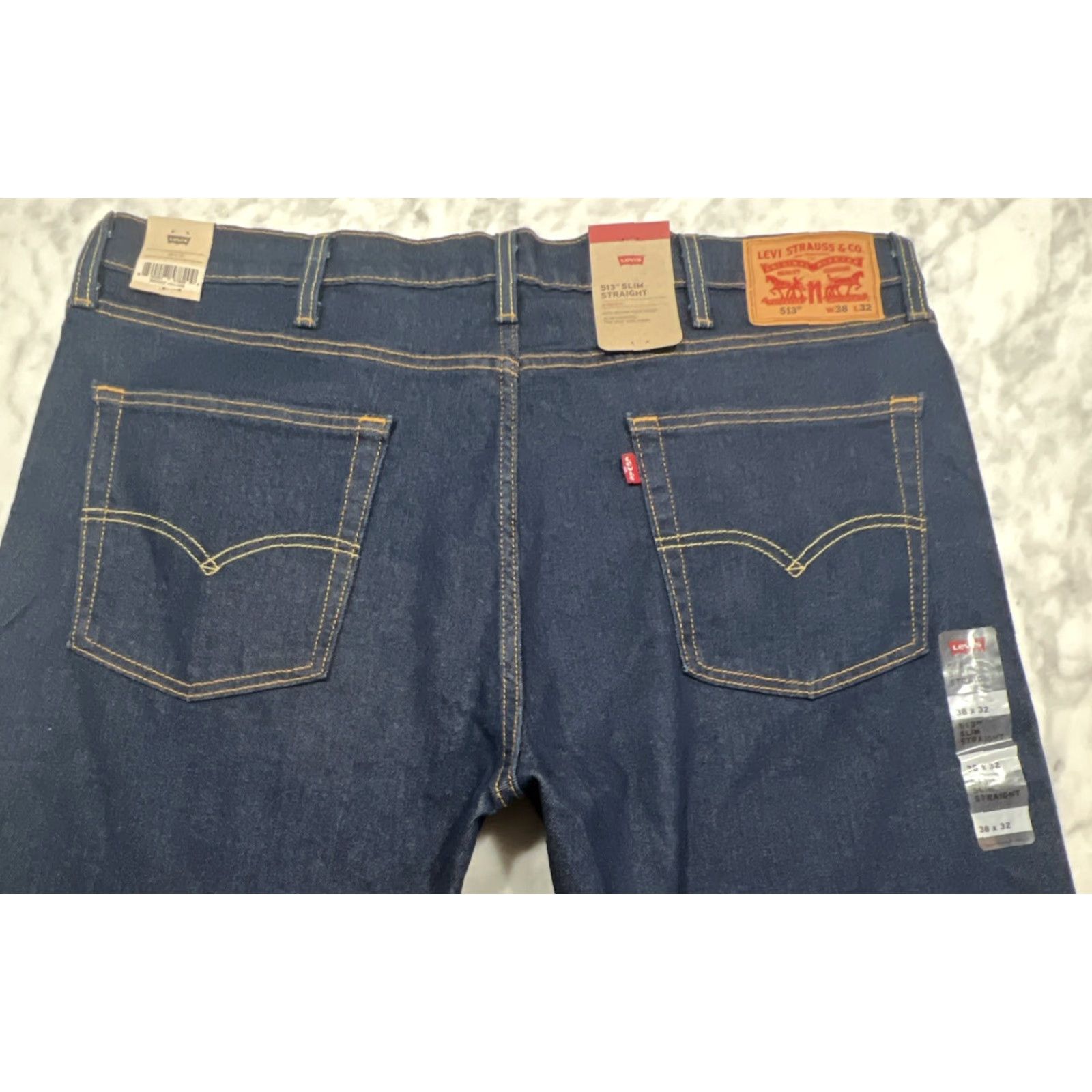 Levi's Levi’s 513 Slim Straight Jeans Men’s 38x32 Dark Blue Cotton NWT Denim 5-Pocket City Retro Classic Logo Size US 38 / EU 54 - 7 Thumbnail