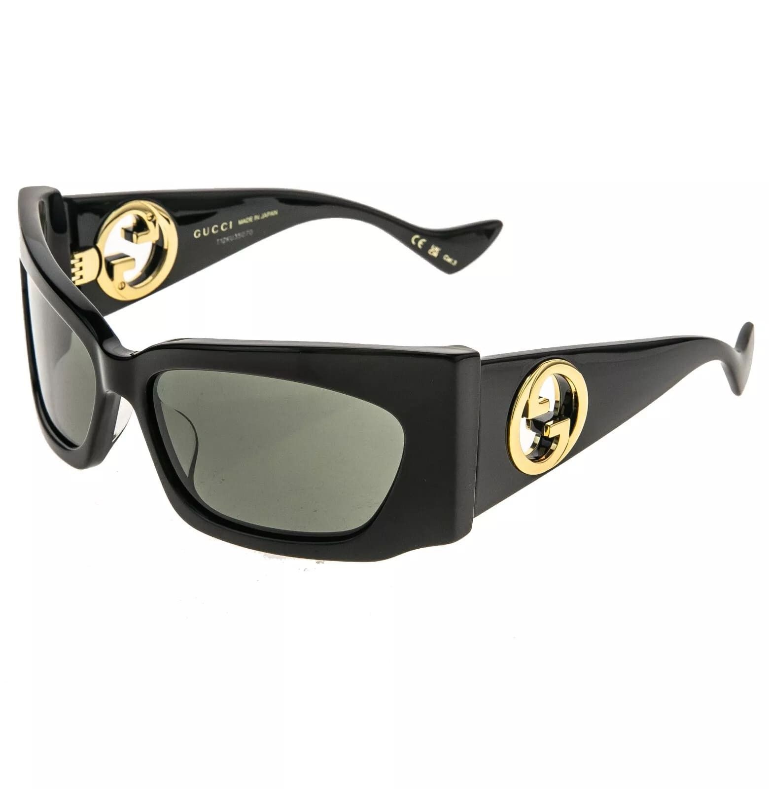 Gucci GUCCI 1412 Black Gold Logo Gg1412S Geometric Mask Wrap 001 Size ONE SIZE - 4 Thumbnail
