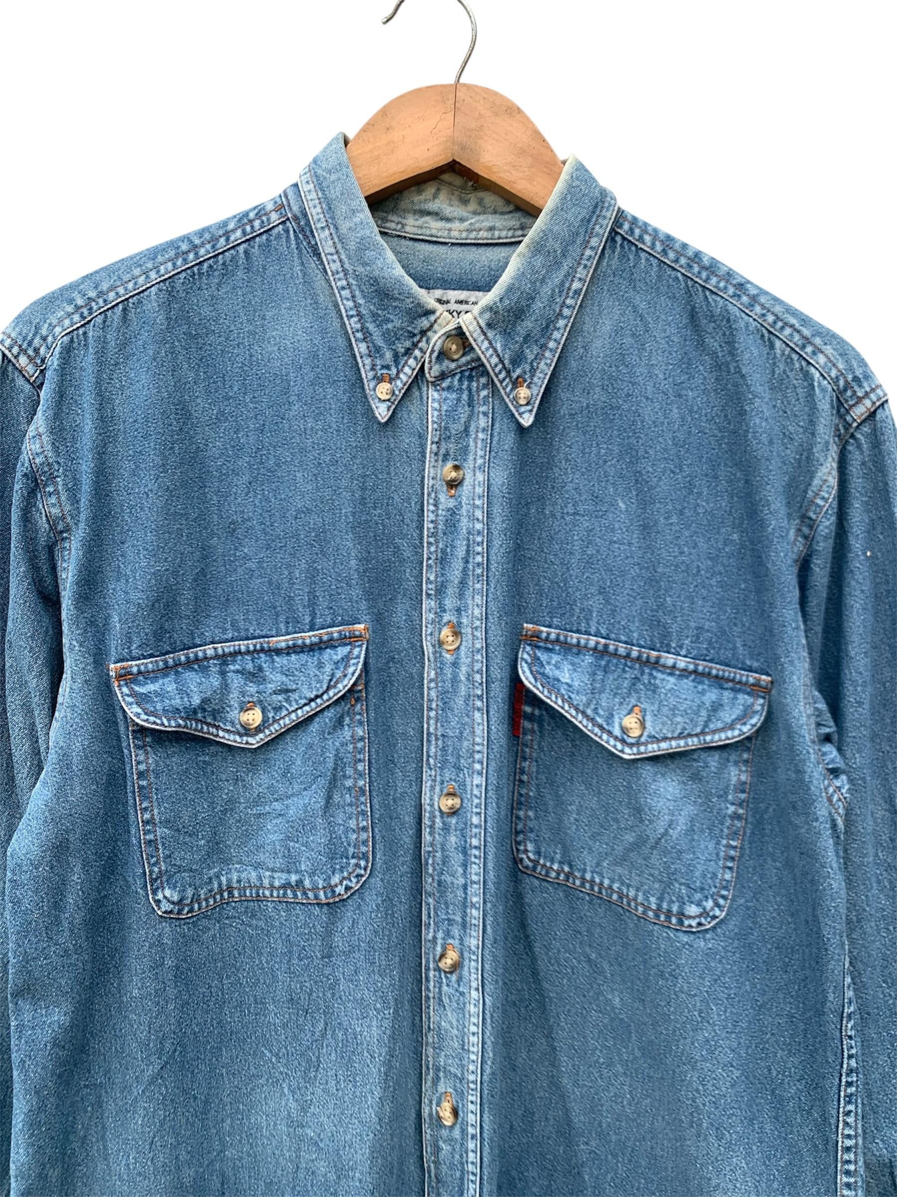 Vintage Vintage Lucky Strike Jeans Shirt Size US L / EU 52-54 / 3 - 3 Thumbnail