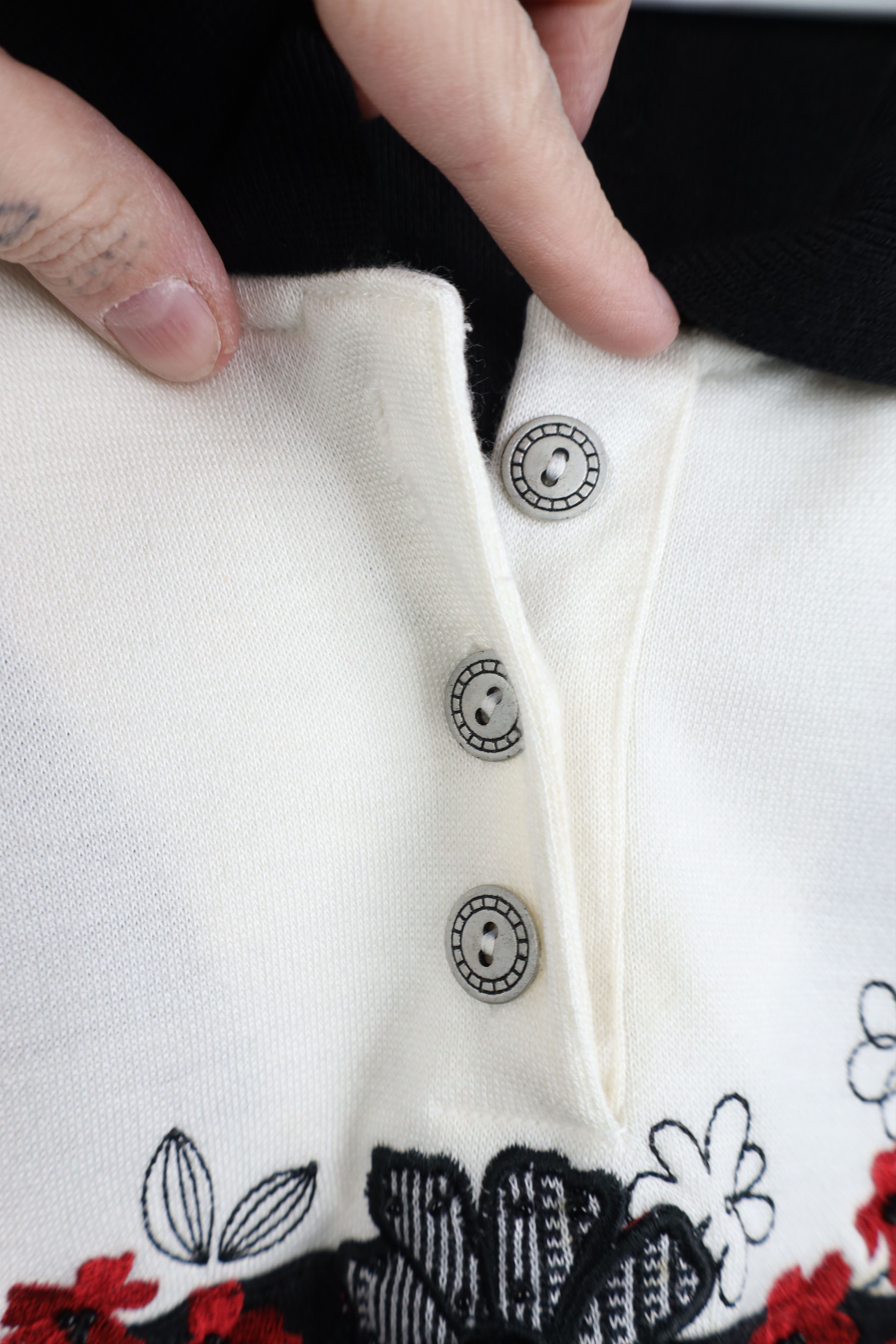 Vintage Vintage 90s Streetwear Flower Collared Pullover Sweatshirt Size XL / US 12-14 / IT 48-50 - 4 Thumbnail
