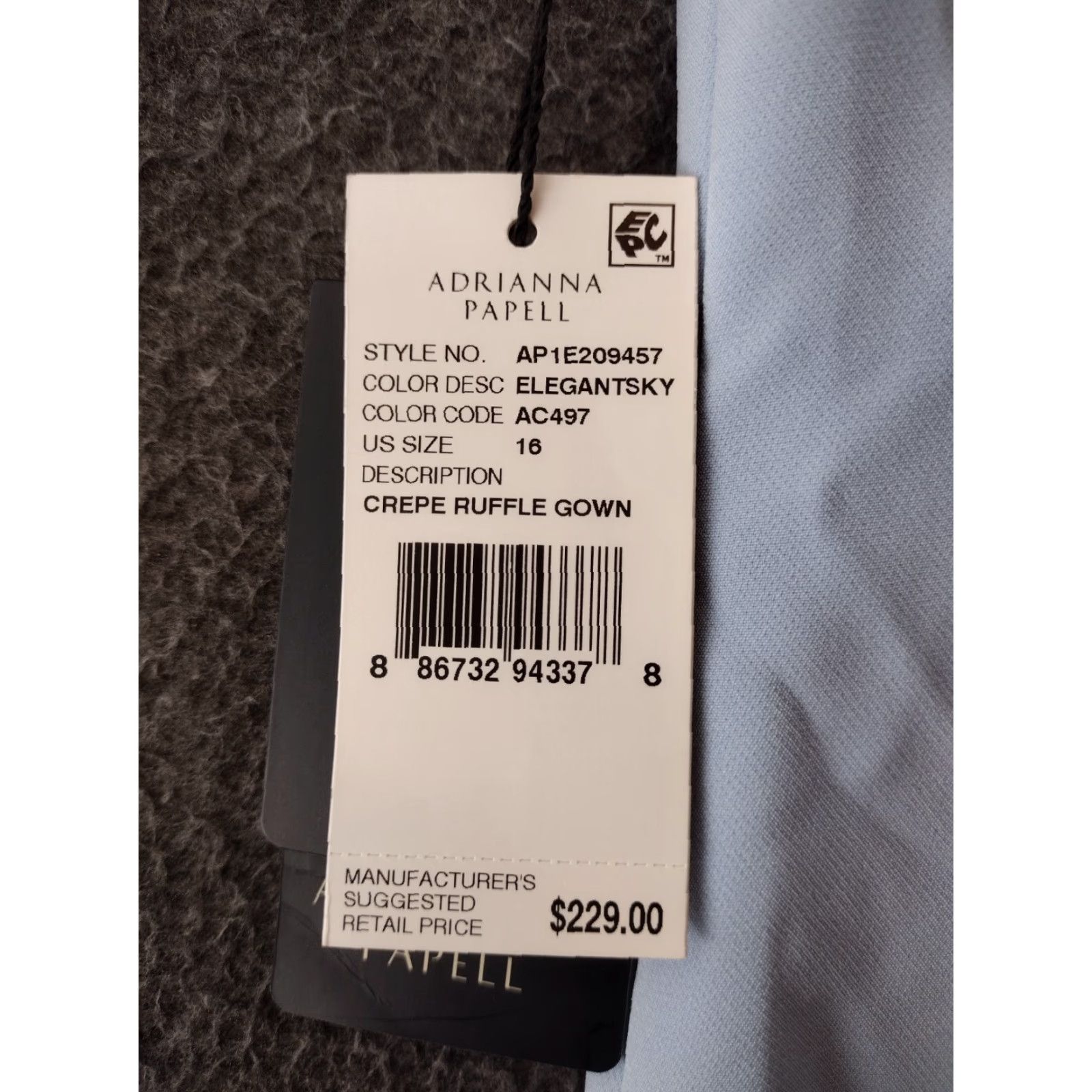 Adrianna Papell Adrianna Papell Women's Crepe Gown Dress Sleeveless Off the Shoulder Blue 16 Formal Wedding Maxi Ball Gown Elegant Sky - Womens - XS to XL? Size XXL / US 16-18 / IT 52-54 - 6 Thumbnail