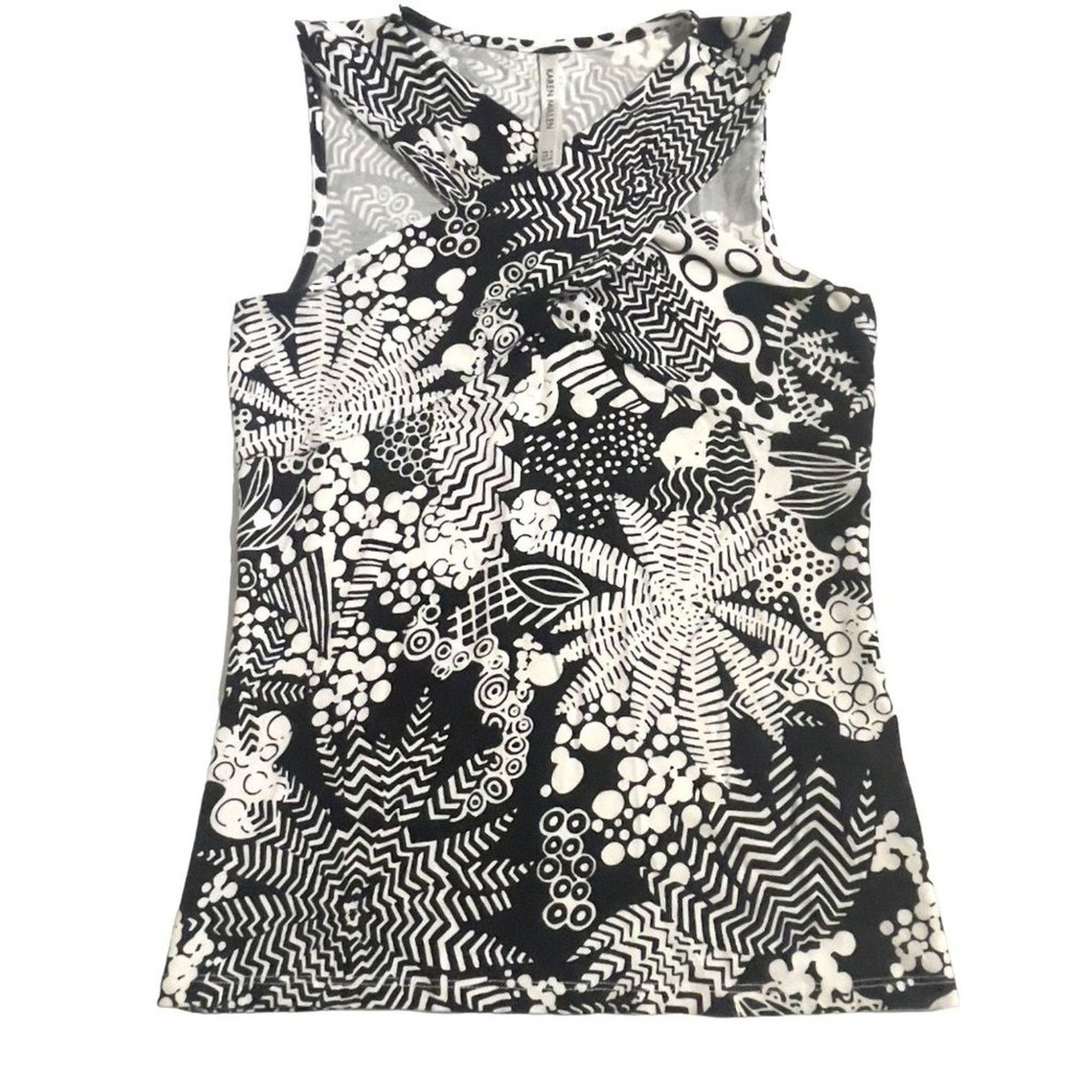 Karen Millen Karen Millen Womens Sleeveless Black/White Tank Top Size 4 Size S / US 4 / IT 40 - 1 Thumbnail