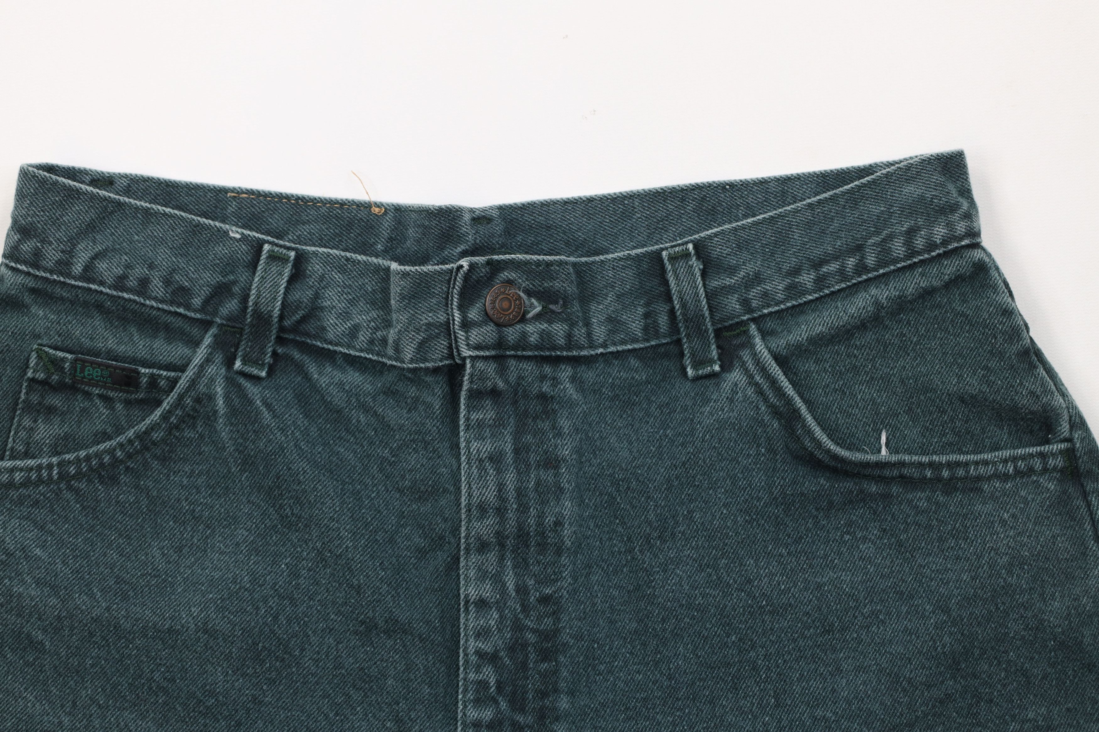 Lee Vintage 90s Lee Relaxed Fit Denim Jean Shorts Green USA Size 38" / US 16 / IT 52 - 2 Thumbnail