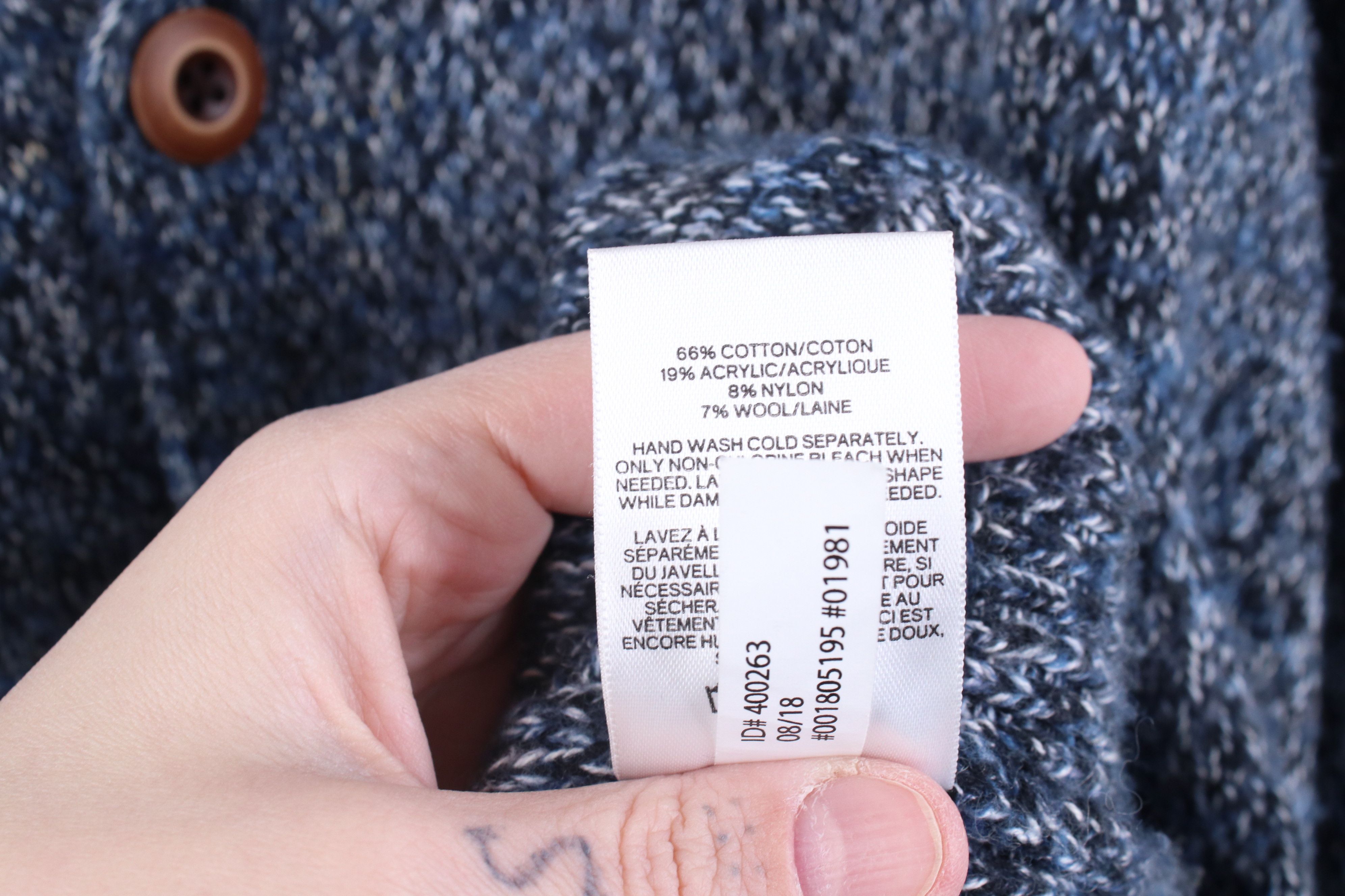 Express Express Fleck Wool Blend Knit Shawl Cardigan Sweater Blue Size US L / EU 52-54 / 3 - 8 Thumbnail