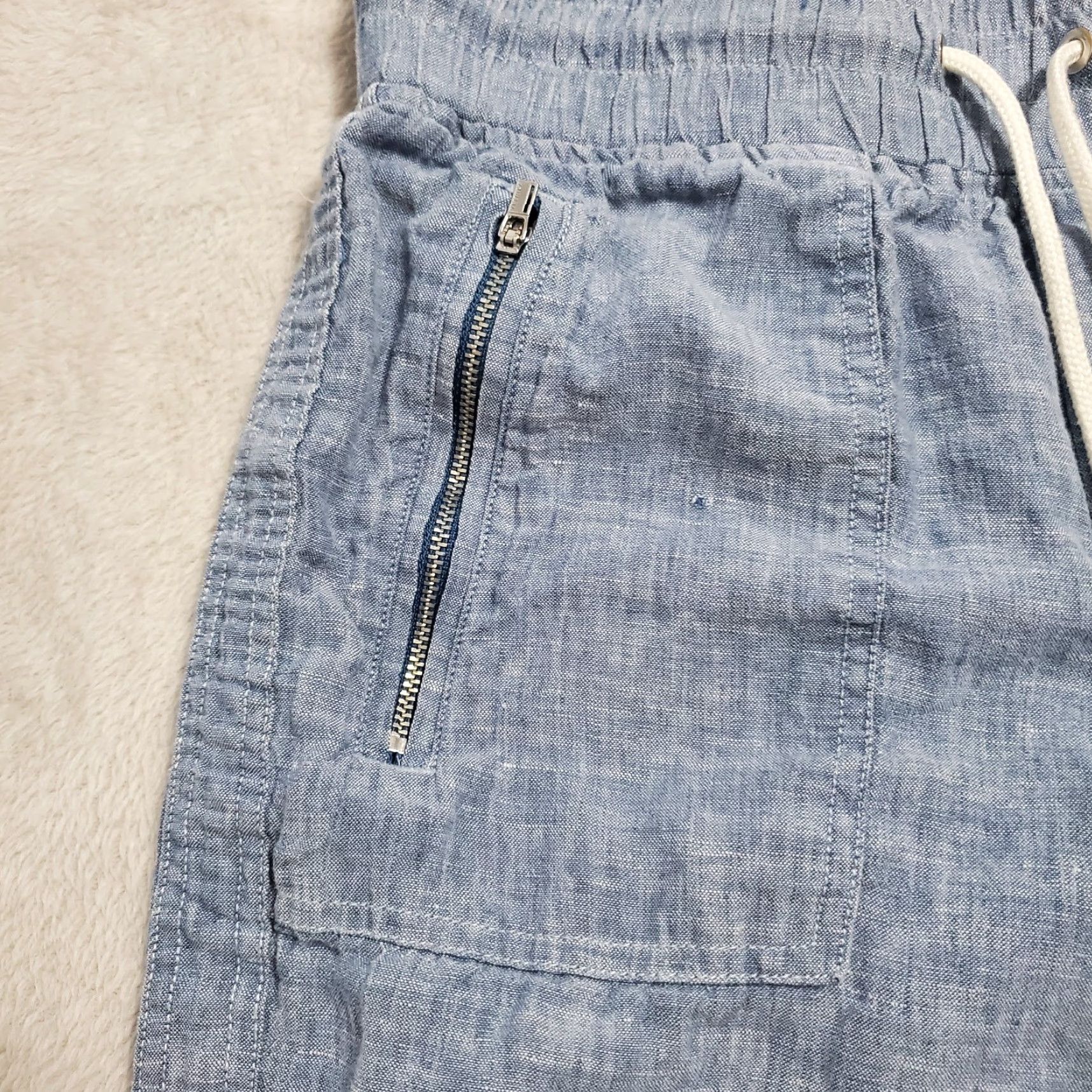 Athleta Athleta Pants Women 6P Blue Cabo Linen Jogger Elastic Waist Zip Pockets Beachy Size 28" / US 6 / IT 42 - 6 Thumbnail