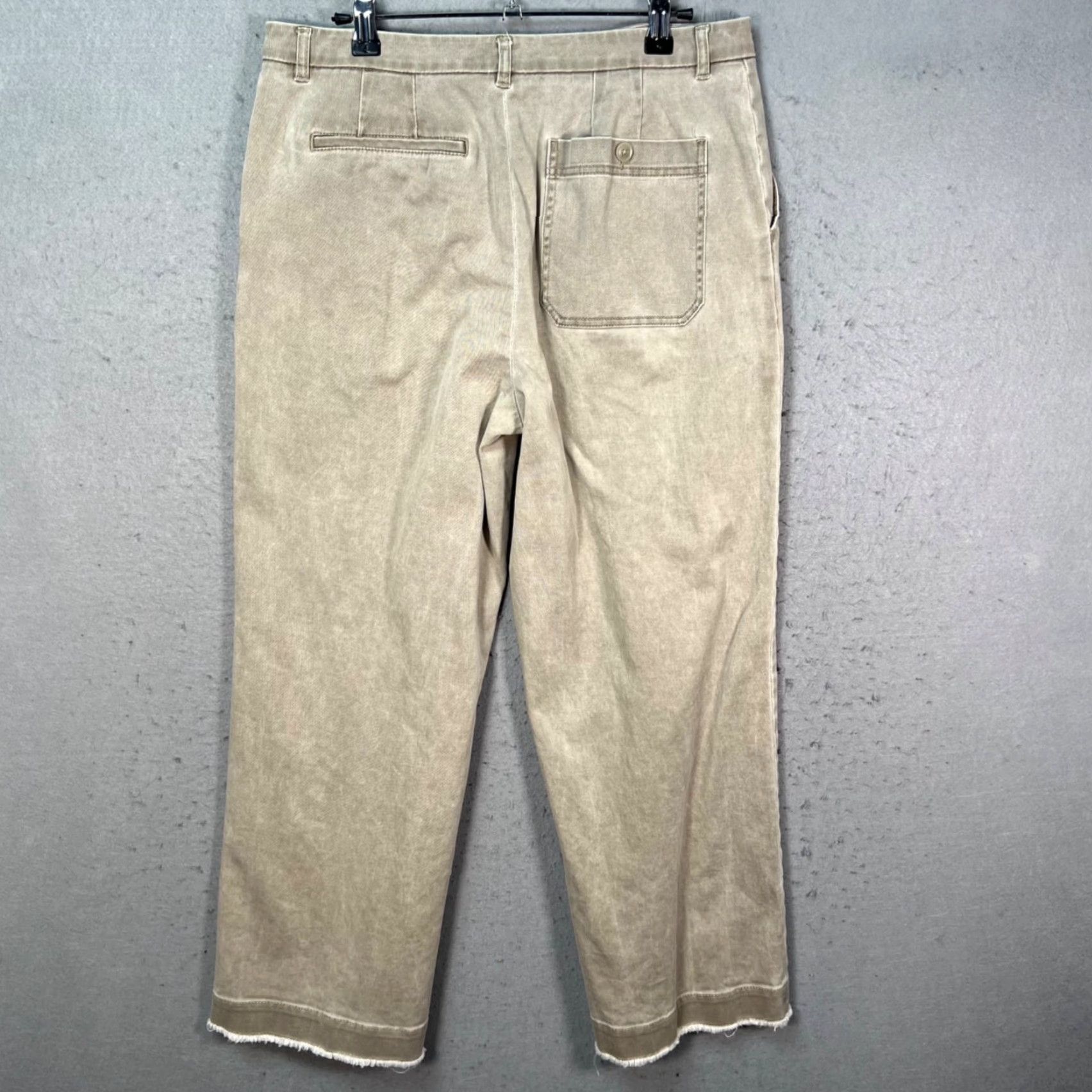 Vintage ATM Womens Cropped Beige Pants Cotton Blend High Rise Wide-Leg 8 Cropped Casual Jeans Flat Front Pockets N/A Size 30" / US 8 / IT 44 - 2 Thumbnail