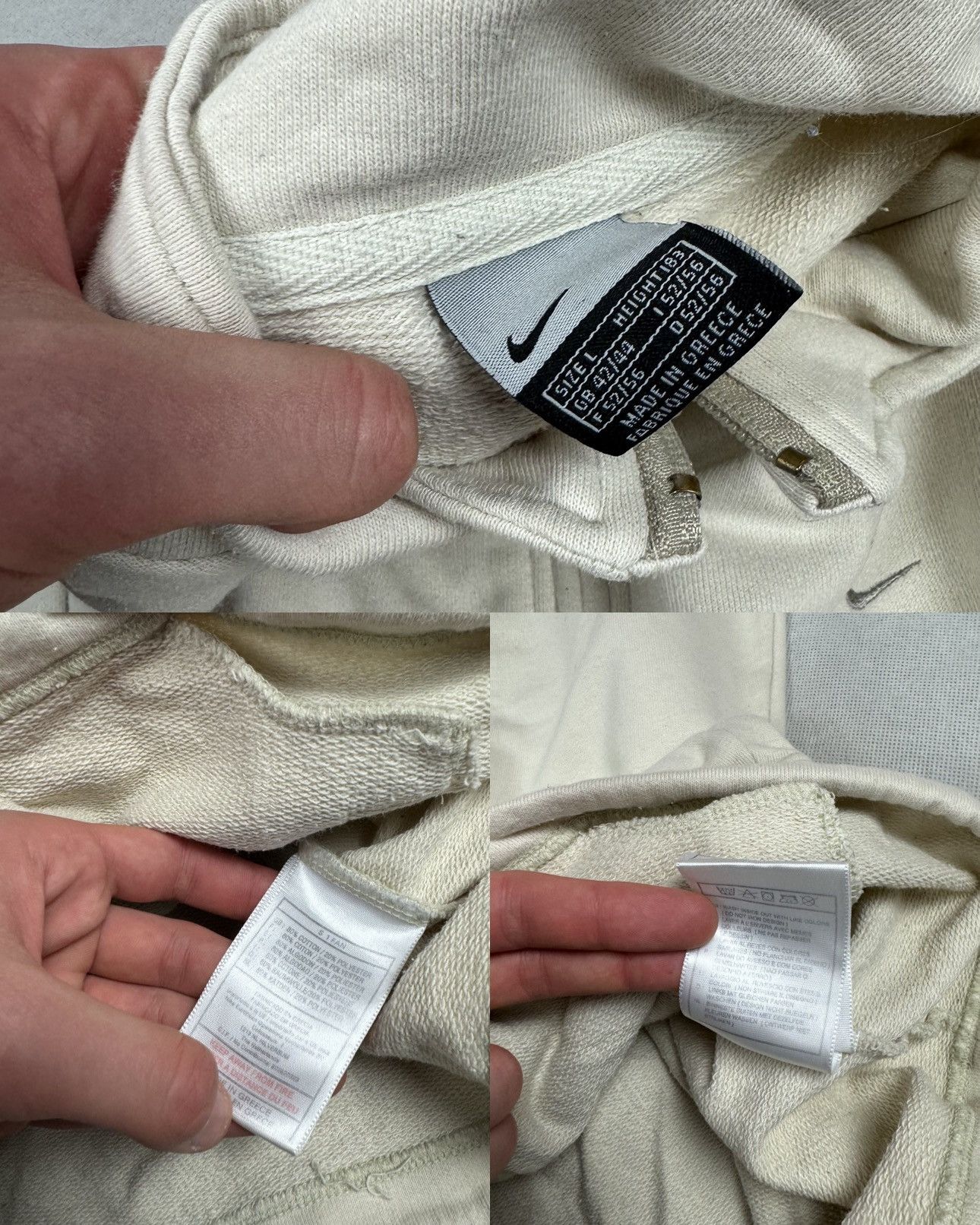 Nike × Vintage Nike Men's Beige Cotton Swoosh Pockets Full Zip Jacket Large Size US L / EU 52-54 / 3 - 2 Thumbnail