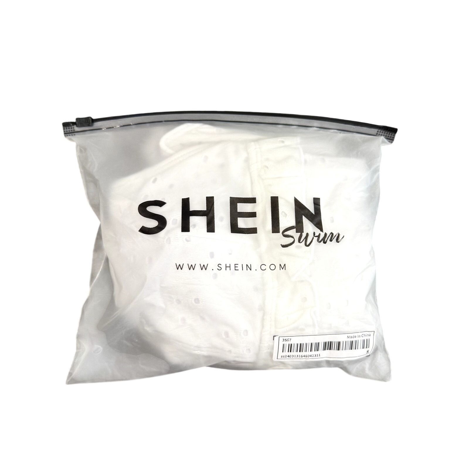 Shein One Piece Eyelet Cutout Back Swimsuit in White, Size S Size ONE SIZE - 3 Thumbnail