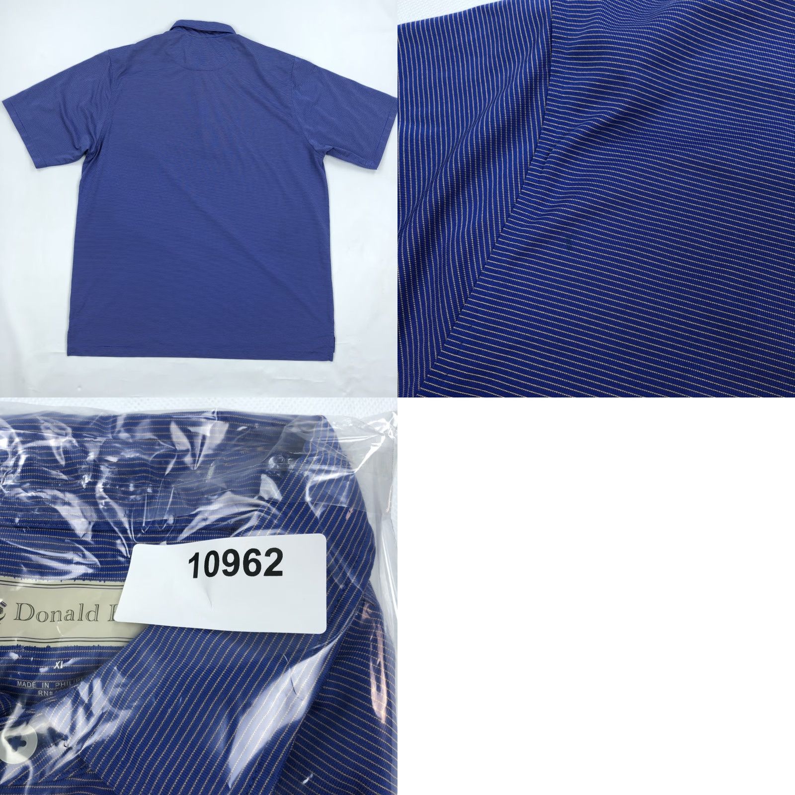 Vintage Donald Ross Men XL Blue Striped Performance Polo Shirt Rochester Club Golf Shirt Size US XL / EU 56 / 4 - 8 Thumbnail