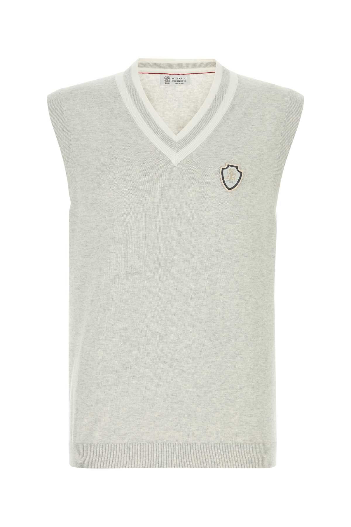 Brunello Cucinelli Light Grey Cotton Vest Size US XL / EU 56 / 4 - 1 Thumbnail