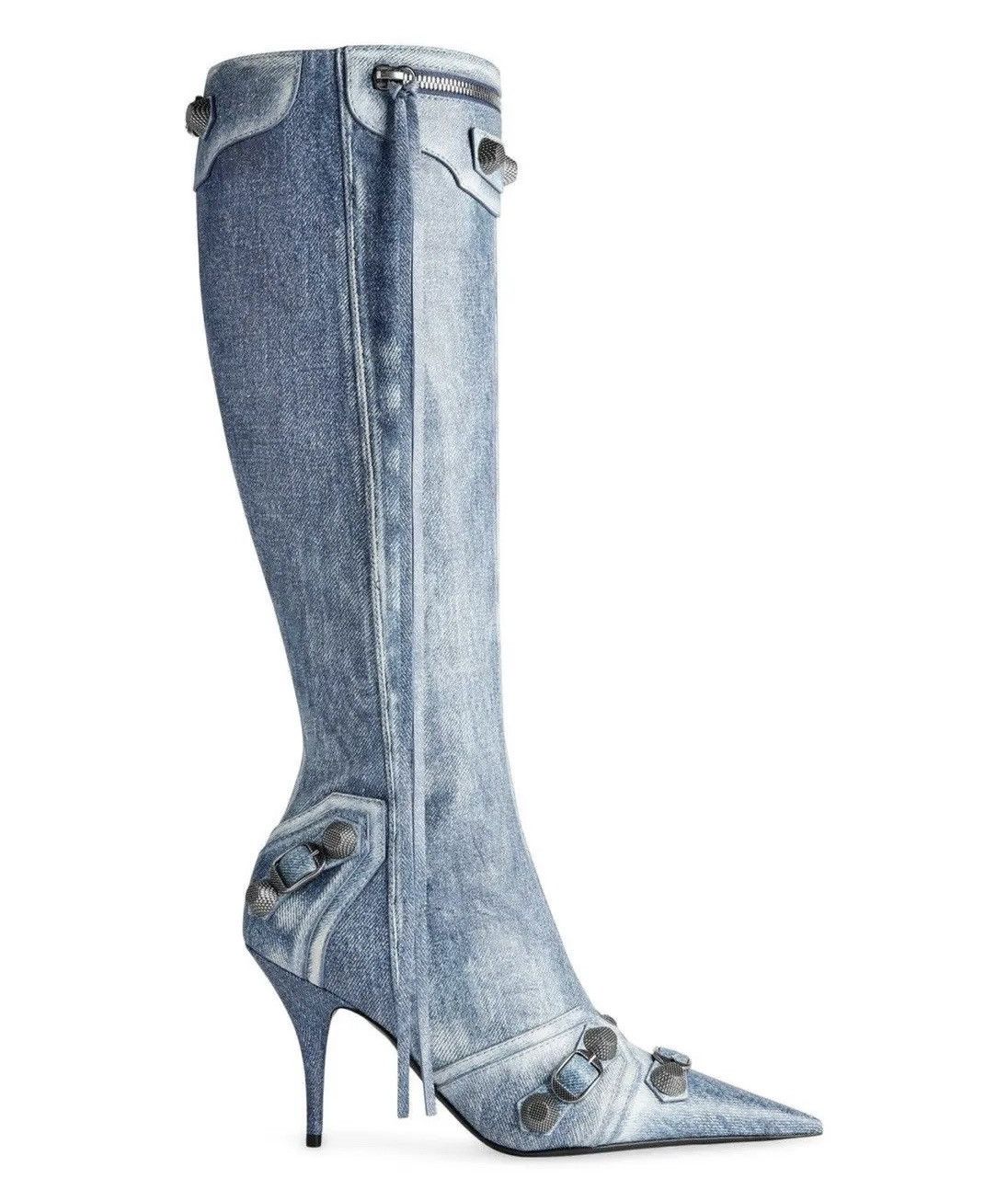 Balenciaga Balenciaga Cagole 90mm boots in denim-print leather Size US 8 / IT 38 - 1 Thumbnail