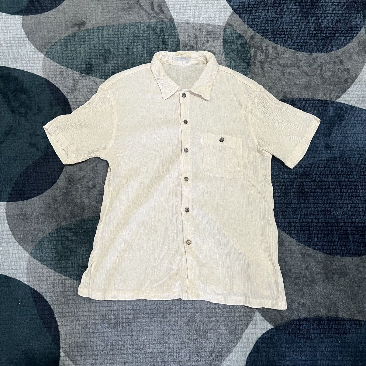 Issey Miyake 1990s Hai Sporting Gear - Crinkle Seersucker Shirt Size US M / EU 48-50 / 2 - 1 Thumbnail