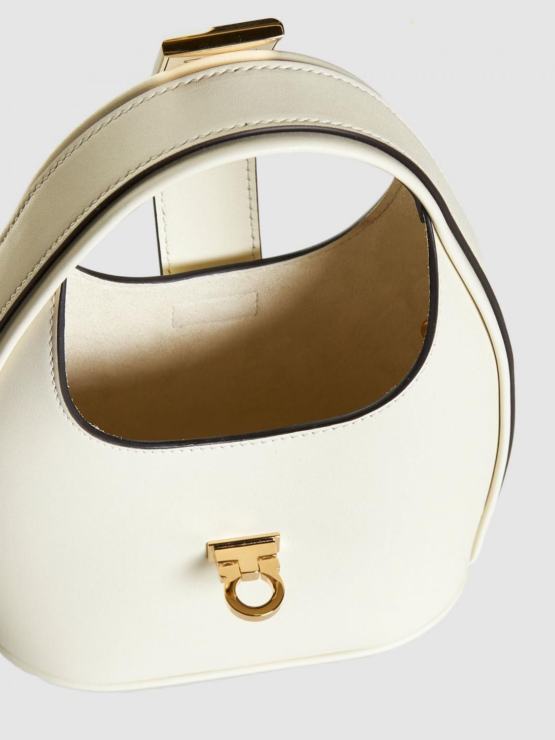 Salvatore Ferragamo o1s1rm0924 Size: OS / Leather Mini Hobo Bag in White Size ONE SIZE - 4 Thumbnail