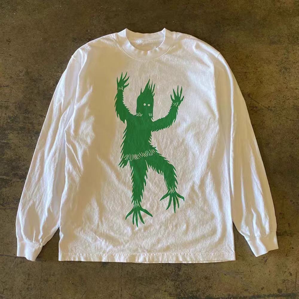 Vintage White Casual Retro Long-Sleeve T-Shirt with Monster Print Size US M / EU 48-50 / 2 - 1 Thumbnail
