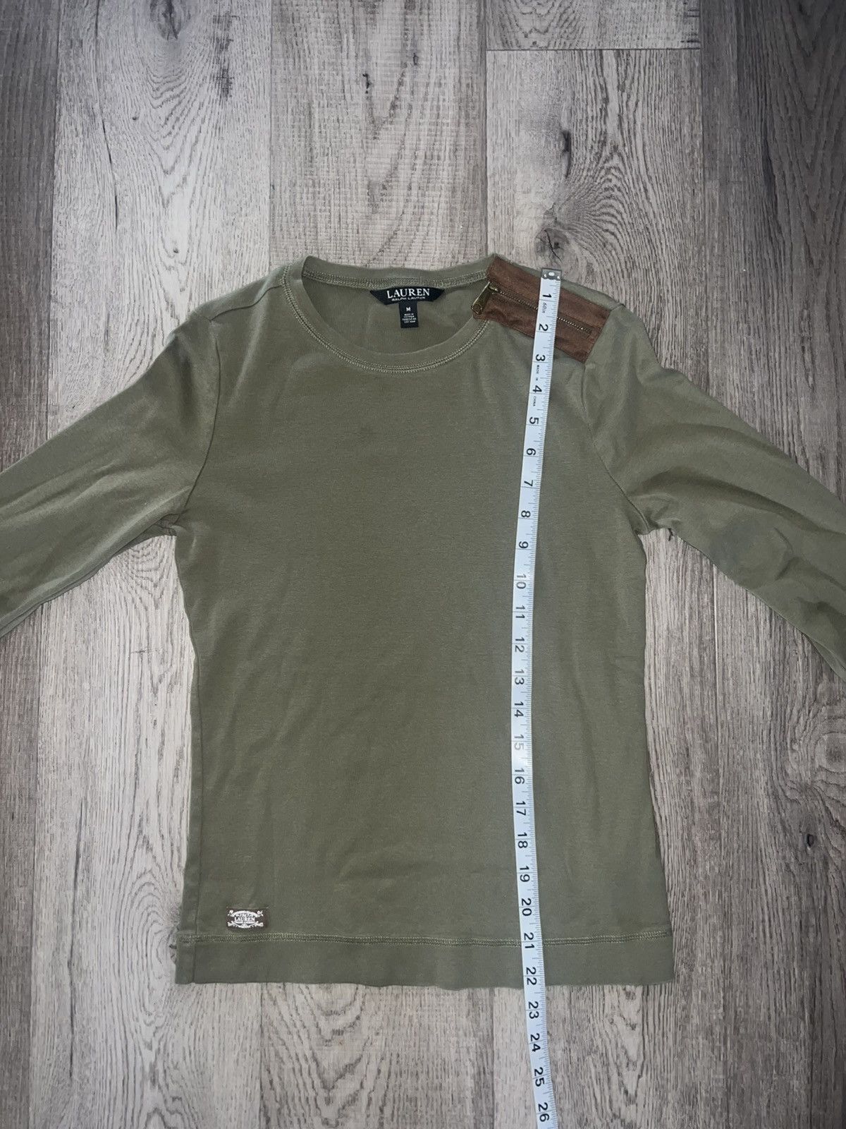 Lauren Ralph Lauren Ralph Lauren Olive Long Sleeve Top with Brown Detail M Size M / US 6-8 / IT 42-44 - 5 Thumbnail
