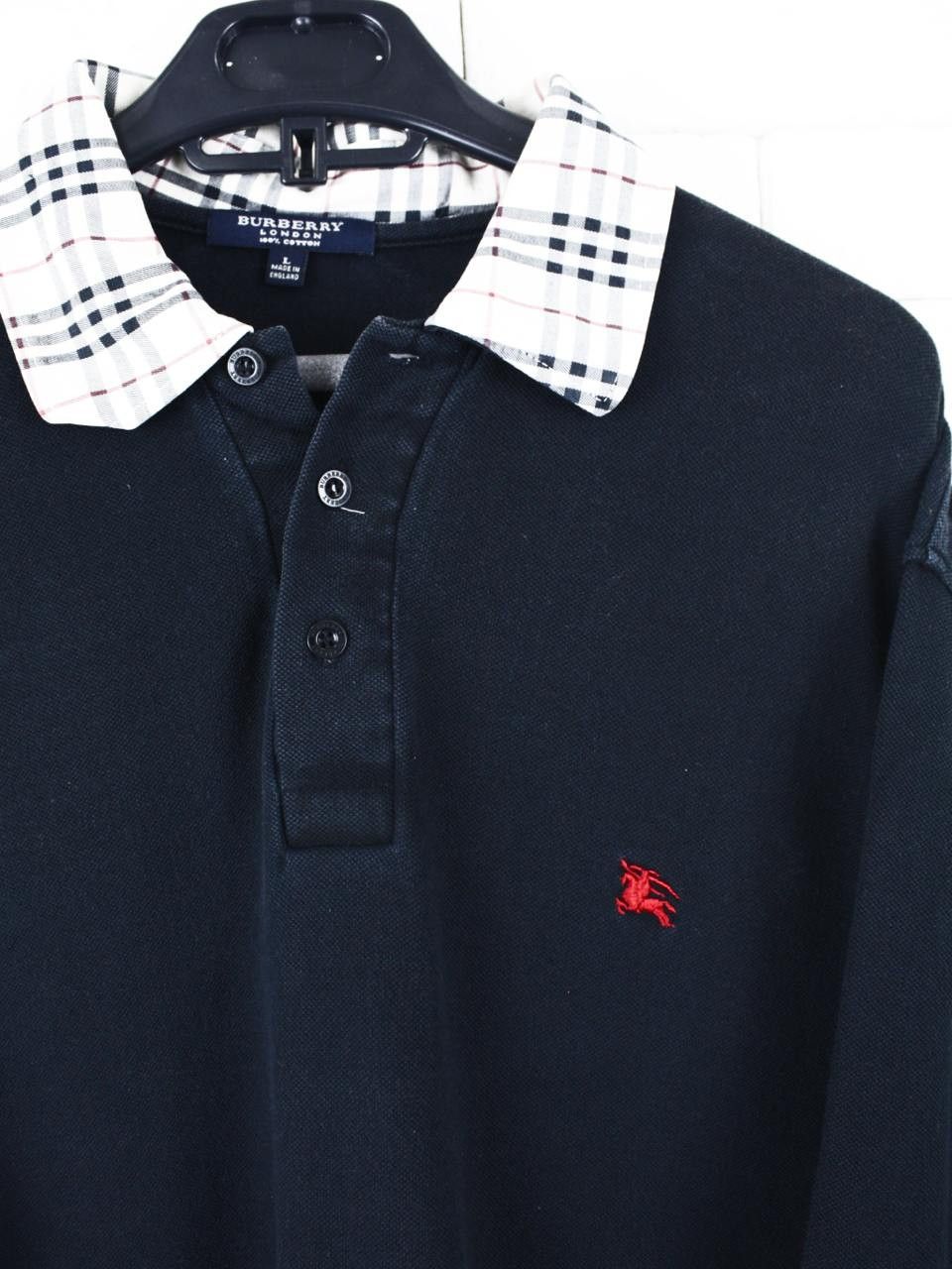 Burberry Burberry London Black Polo Shirt Nova Long Sleeve Vintage Size US L / EU 52-54 / 3 - 3 Thumbnail