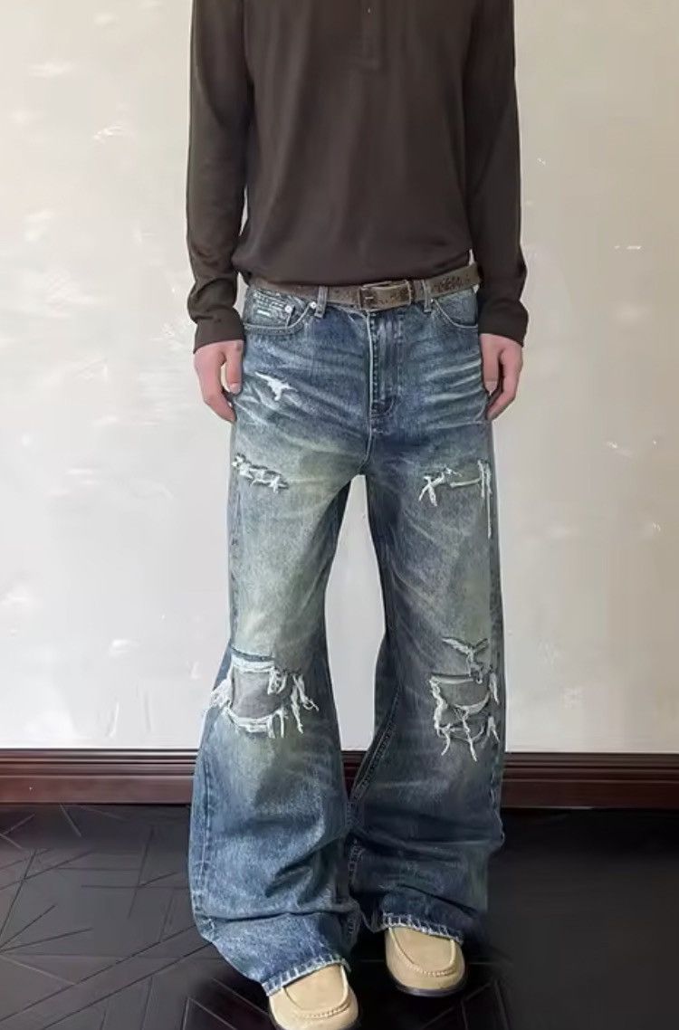 Japanese Brand Y2k Ripped Jeans Harajuku Baggy Denim Size US 29 - 1 Thumbnail