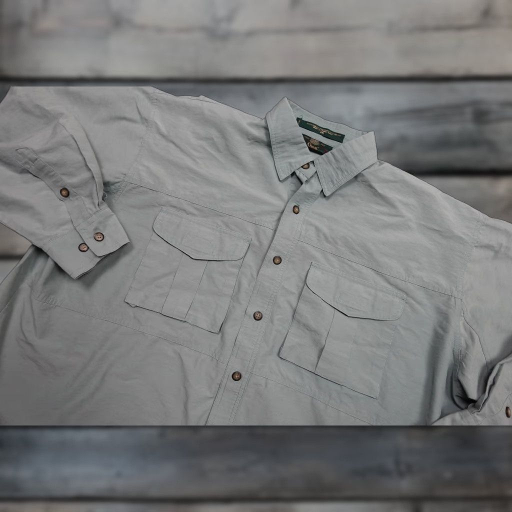Orvis VINTAGE Orvis Fishing Shirt Mens 2XL Green Nylon Button Up Long Sleeve Vented Size US XXL / EU 58 / 5 - 1 Thumbnail