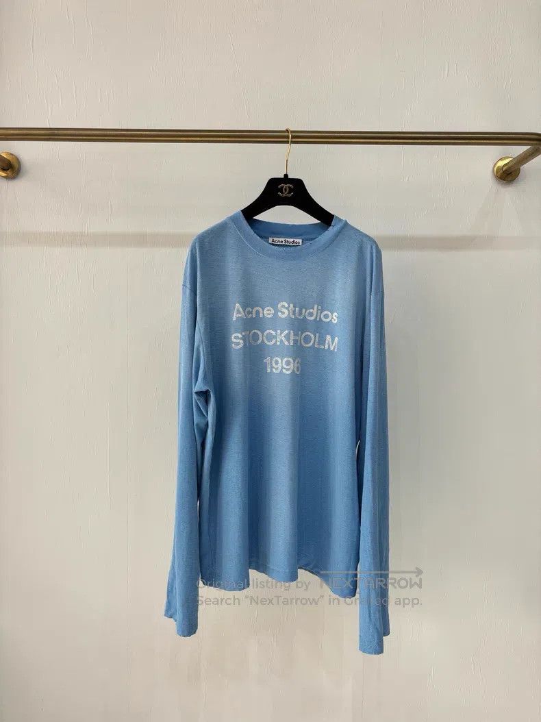 Acne Studios Acne Studios Baby Blue Vintage 1996 Printed Long Sleeve T- Size M / US 6-8 / IT 42-44 - 1 Thumbnail