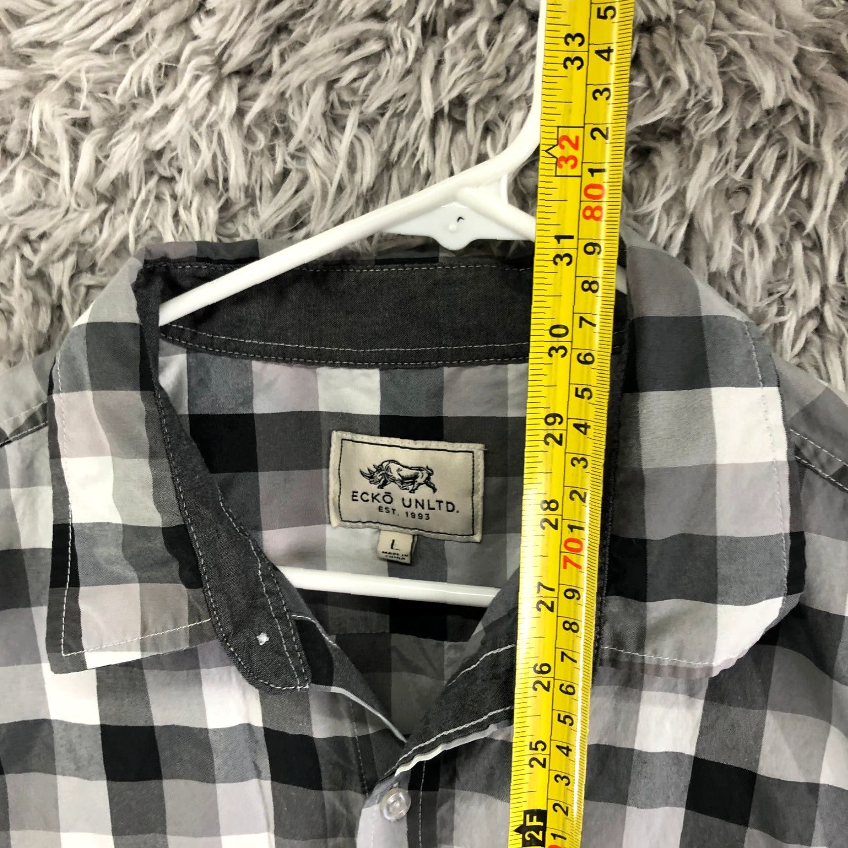 Ecko Unltd. Ecko UNLTD Shirt Mens Size L Gray Short Sleeve Button-Up Spread Collar Classic Modern Button-Up Shirt Size US L / EU 52-54 / 3 - 6 Thumbnail