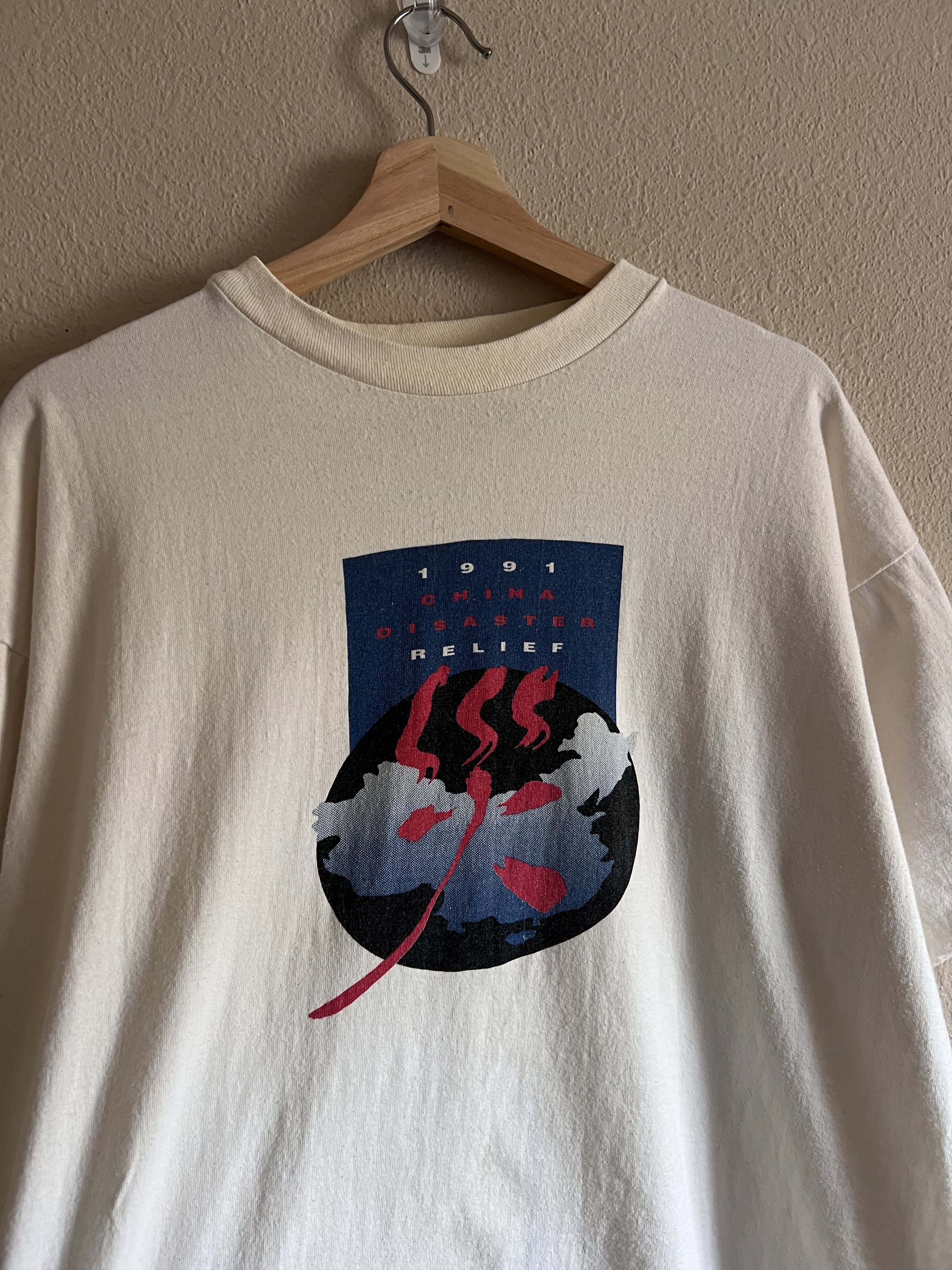 Vintage 1991 China Disaster Relief Tee in White