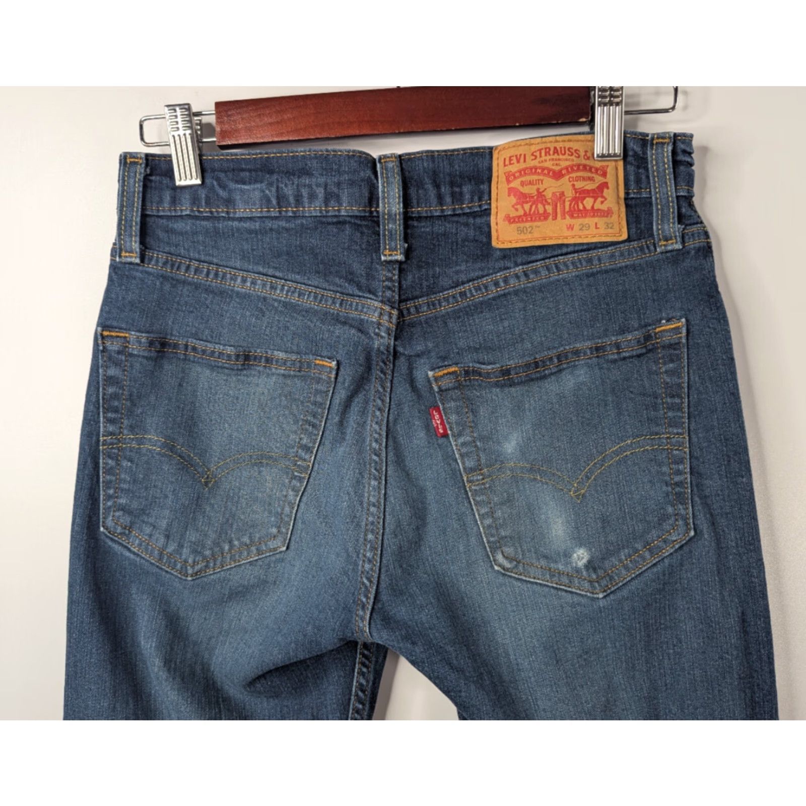 Levi's VINTAGE Levis 502 Jeans Mens 29x32 Straight Classic Cotton Denim Grunge Dark Blue Size US 28 / EU 44 - 2 Thumbnail