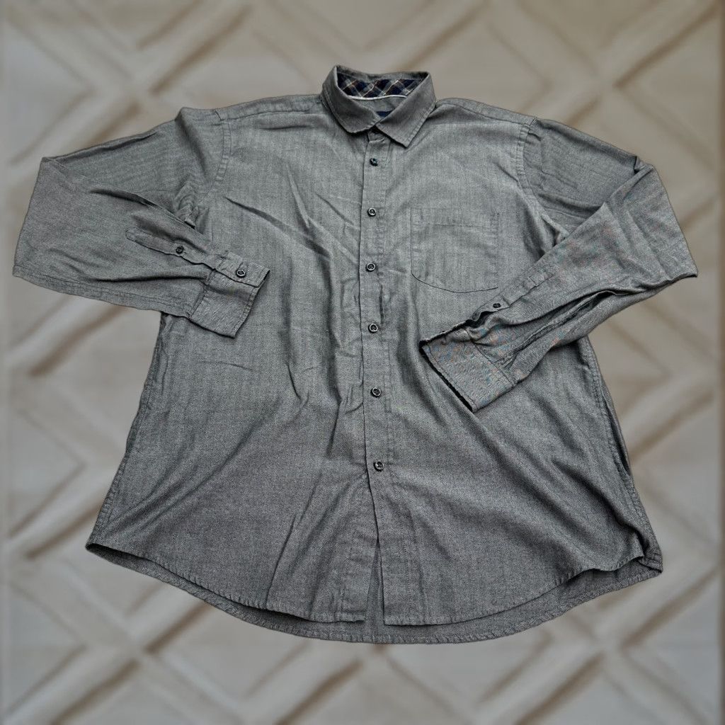 Joseph Abboud Dress Shirt Large Gray Button-Down Long Sleeve Cotton  Workwear Mens L Gray/Charcoal