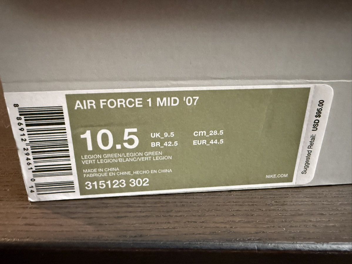 Nike 2017 Nike Air Force One mid Legion green Size US 10.5 / EU 43-44 - 4 Thumbnail