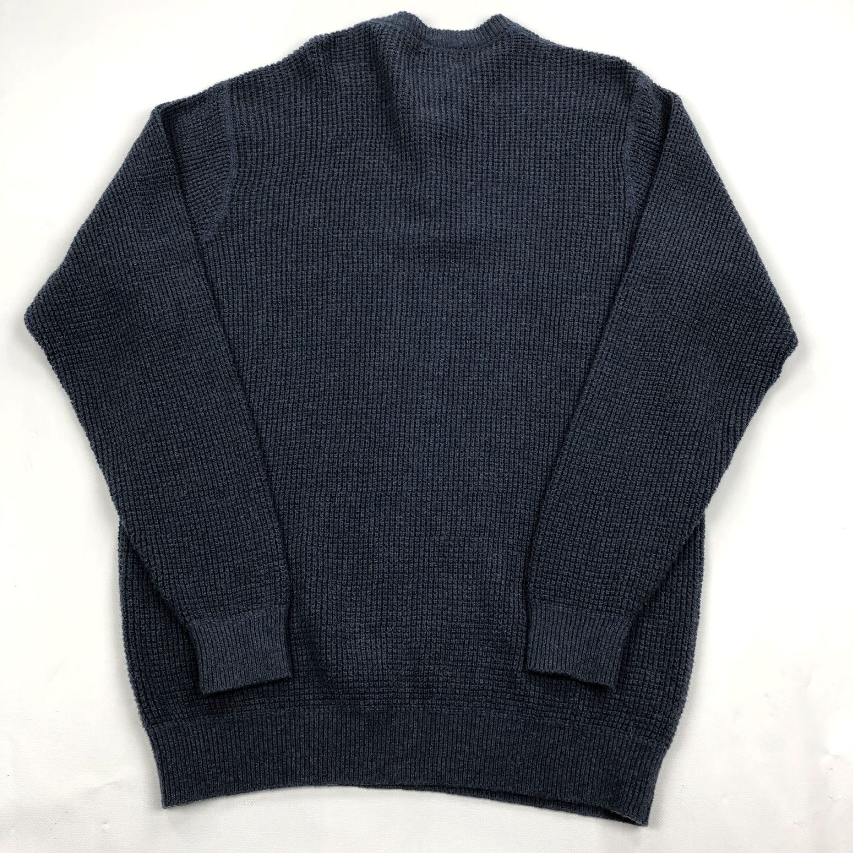 Vintage L.L.Bean Sweater Men XL-Tall Navy Blue Waffle Knit Cotton Wool Henley Pullover Size US XL / EU 56 / 4 - 7 Thumbnail