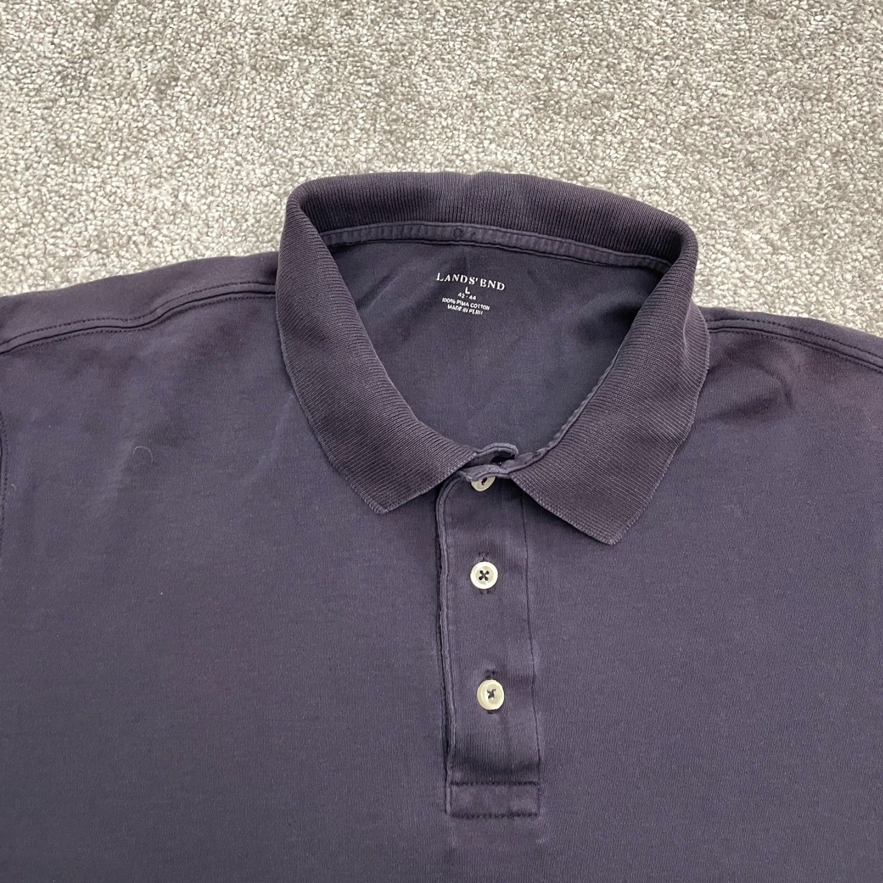 Lands' End Lands' End Polo Shirt Men's Large Purple Short Sleeve Cotton Activewear Golf Size US L / EU 52-54 / 3 - 3 Thumbnail