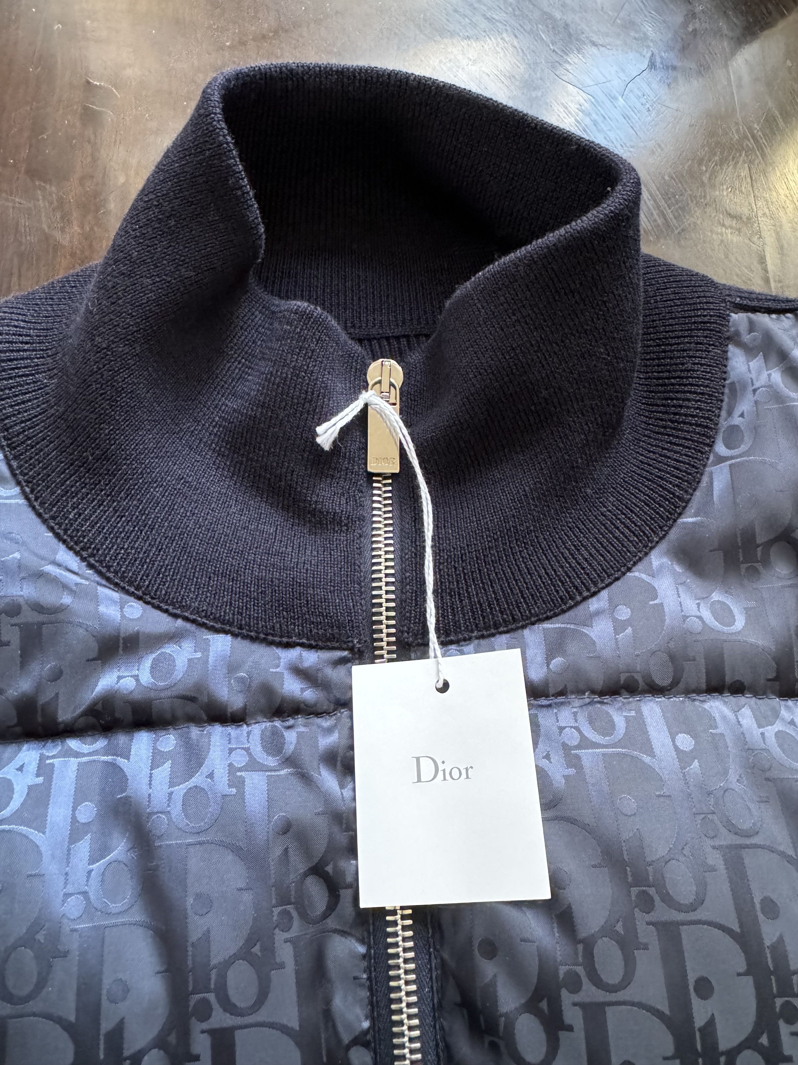 Dior Dior Navy Blue Oblique Knit Puffer Jacket | Grailed