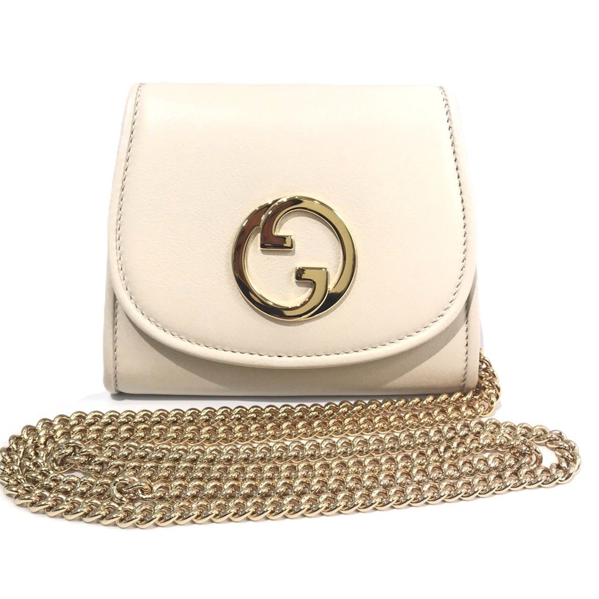 Gucci Blondie Chain Wallet Shoulder Medium White Gold Bag 725219 Gucci, Women's