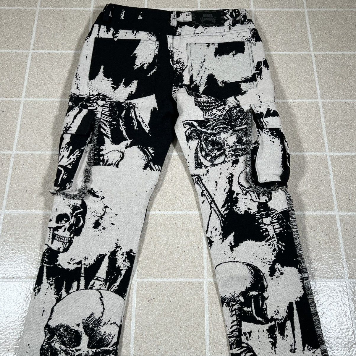 Other Rebel Vengeance Skull Skeleton Tapestry Cargo Pant Sz30 Goth Size US 30 / EU 46 - 4 Thumbnail