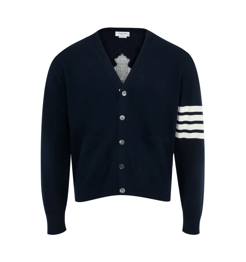 o1h1sh10525 Holiday Nutcracker Merino Cardigan in Navy Blue