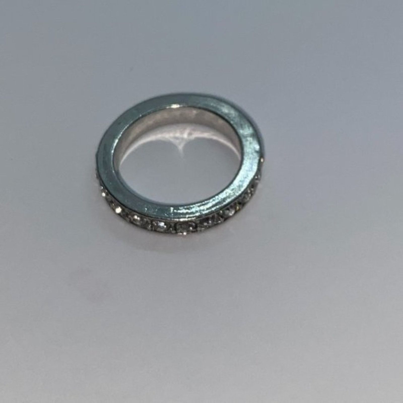 Handmade Silver-Tone Clear Rhinestone Band Style Ring Size 6.5 Size ONE SIZE - 5 Thumbnail