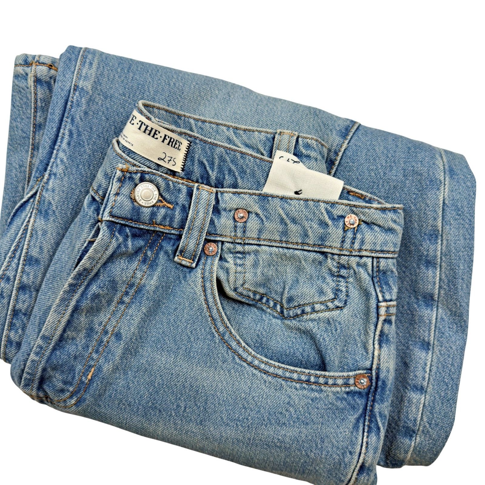 Other We the Free Eden Slouchy Wide Leg Denim Jeans Button Fly Size 27" / US 4 / IT 40 - 9 Thumbnail