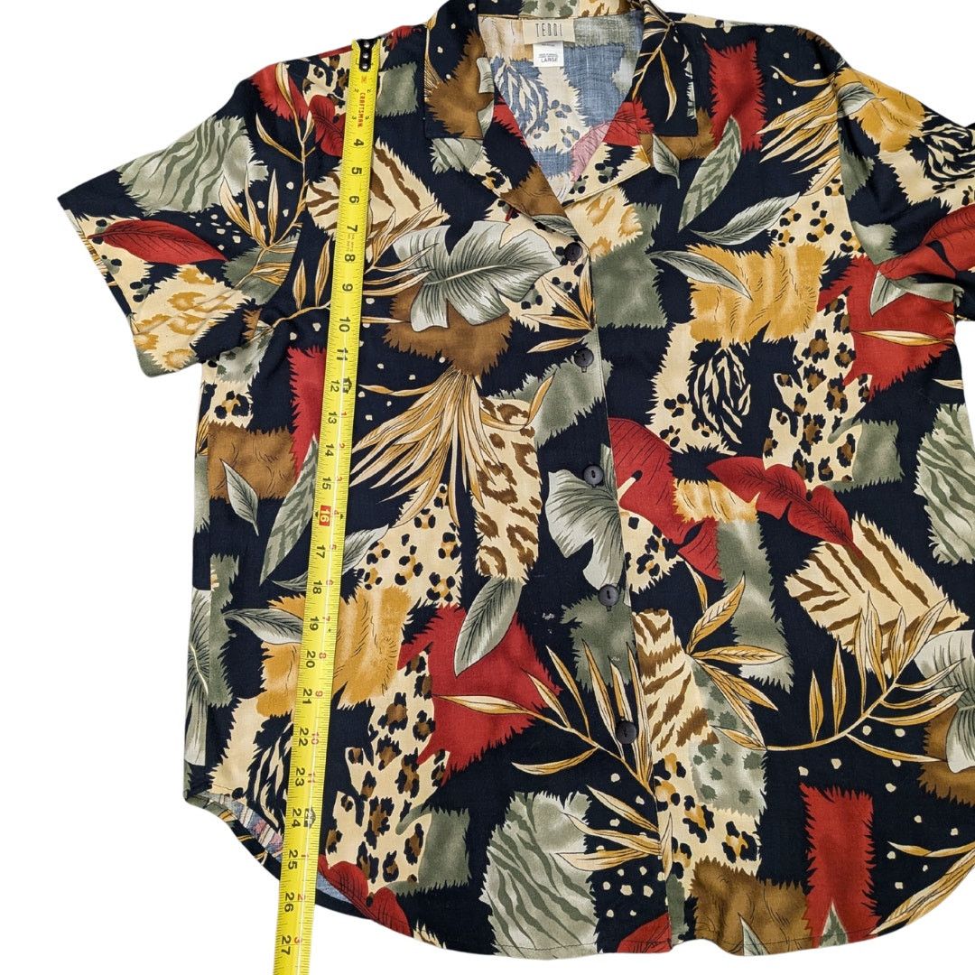 Vintage Vintage Teddi Tropical Print Short Sleeve Button Up Size L / US 10 / IT 46 - 6 Thumbnail