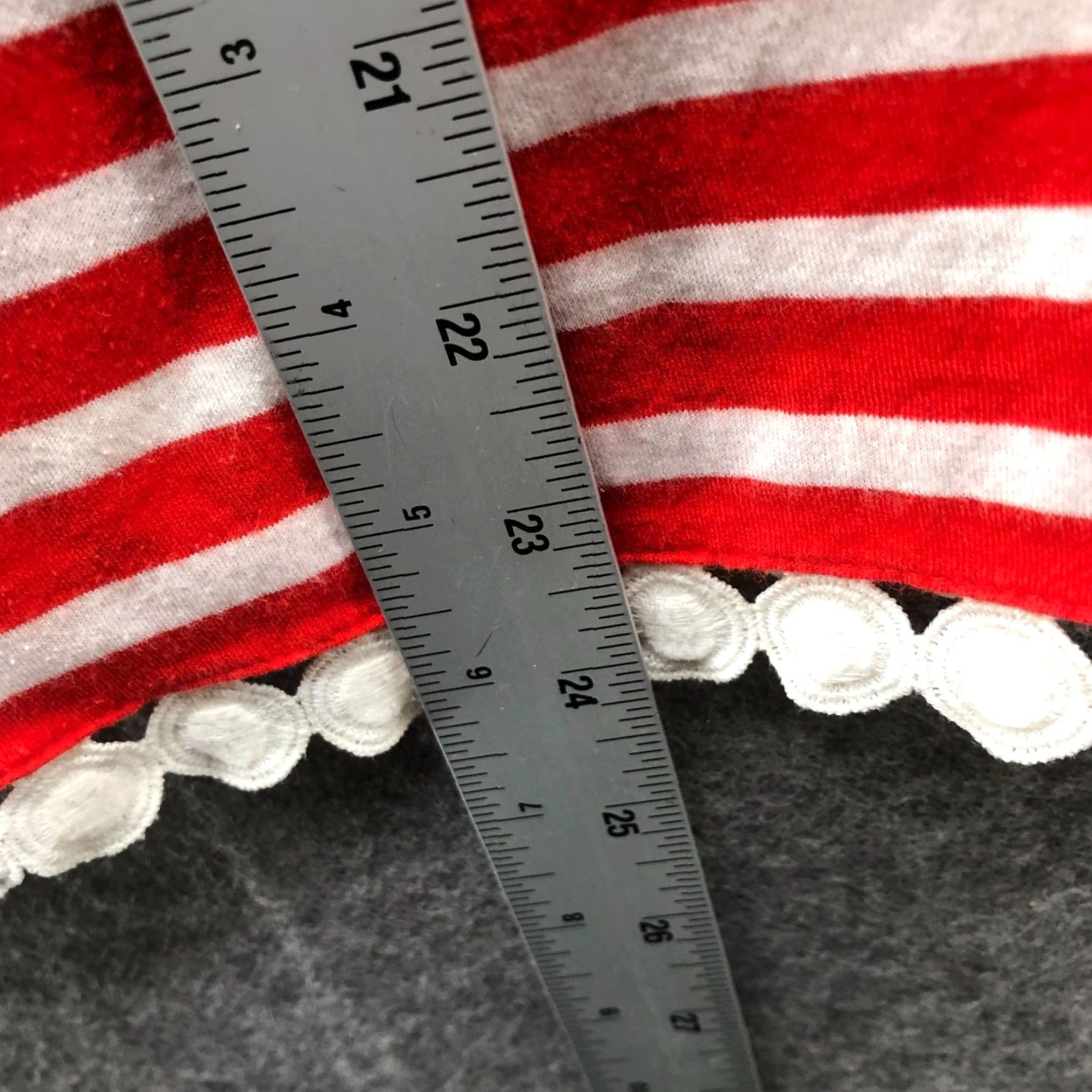 J.Crew VINTAGE J. Crew Crochet T Shirt Womens XXS Red White Striped Crewneck Scallop Hem Size XXS / US 00 / IT 34 - 8 Thumbnail