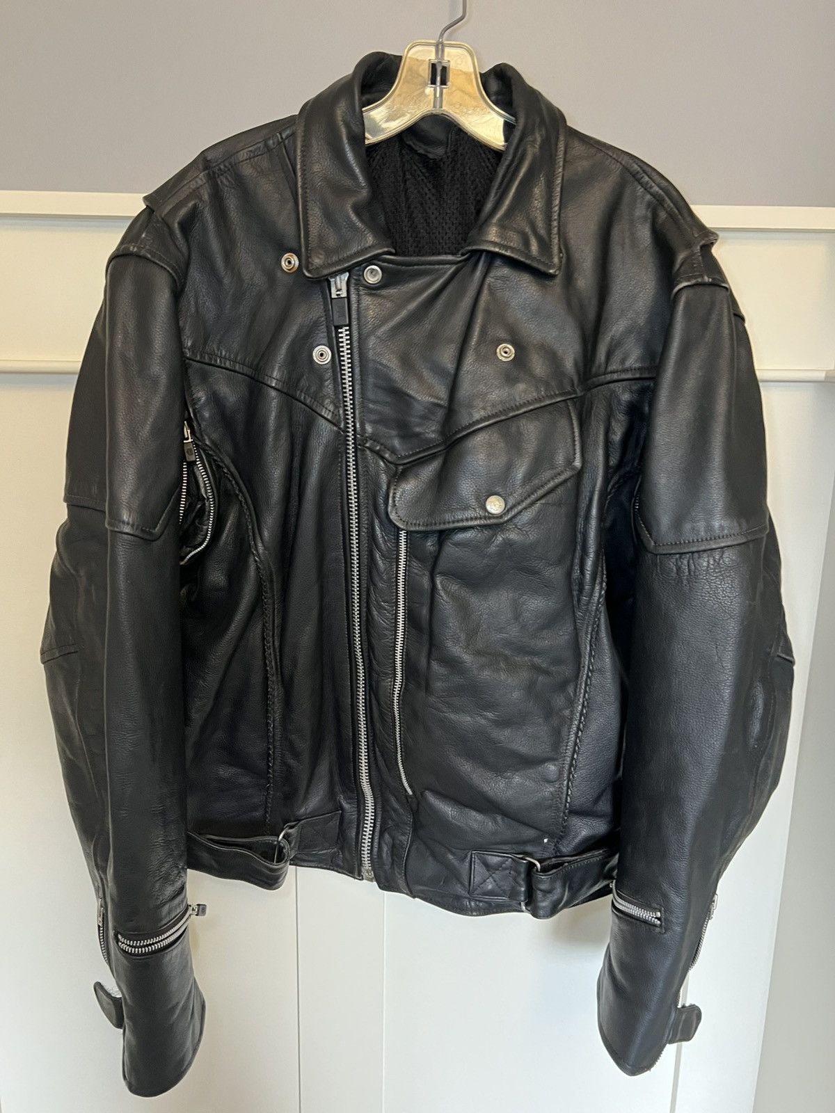 Vintage Vintage heavy leather biker jacket Size US XXL / EU 58 / 5 - 1 Thumbnail