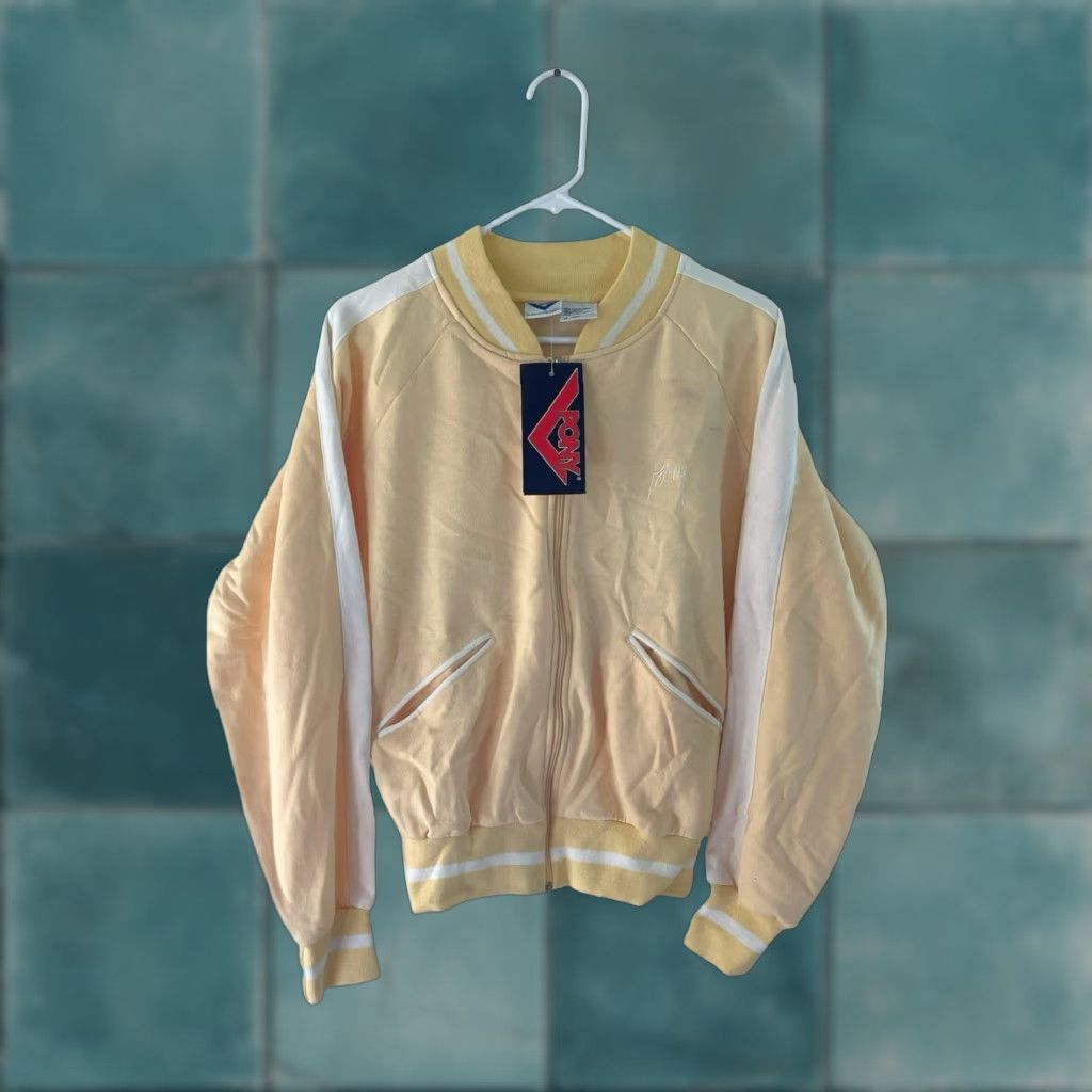 PONY VINTAGE PONY Track Jacket Womens M Yellow 80s 90s NWT Deadstock Embroidered Logo White Trim Pocketed Activewear Jacket Mens? Womens Size M / US 6-8 / IT 42-44 - 1 Thumbnail