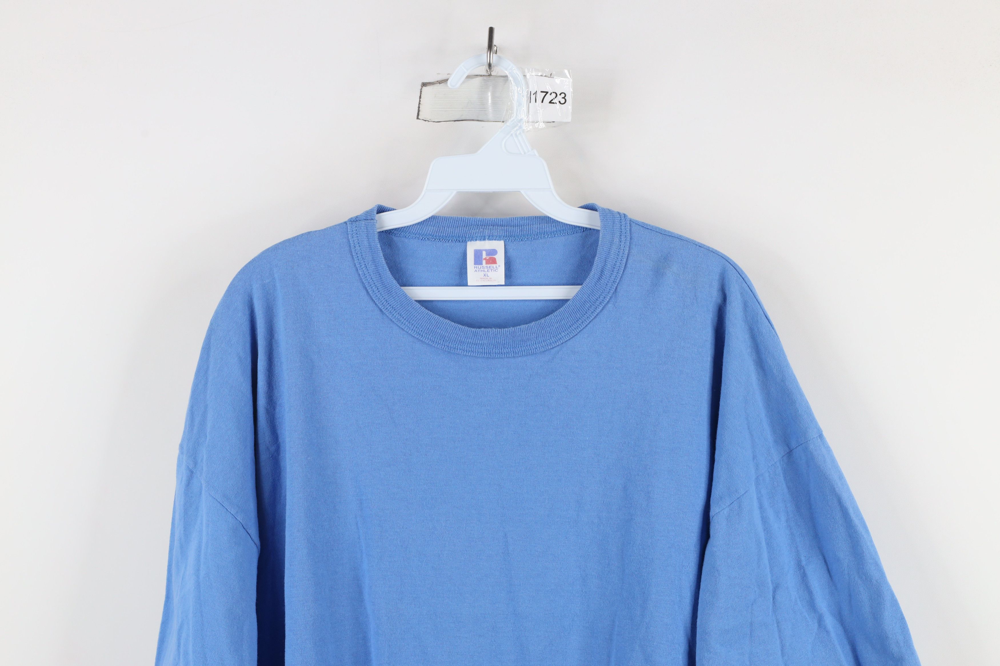 Russell Athletic × Vintage Vintage 90s Russell Athletic Cotton T-Shirt Carolina Blue Size US XL / EU 56 / 4 - 2 Thumbnail
