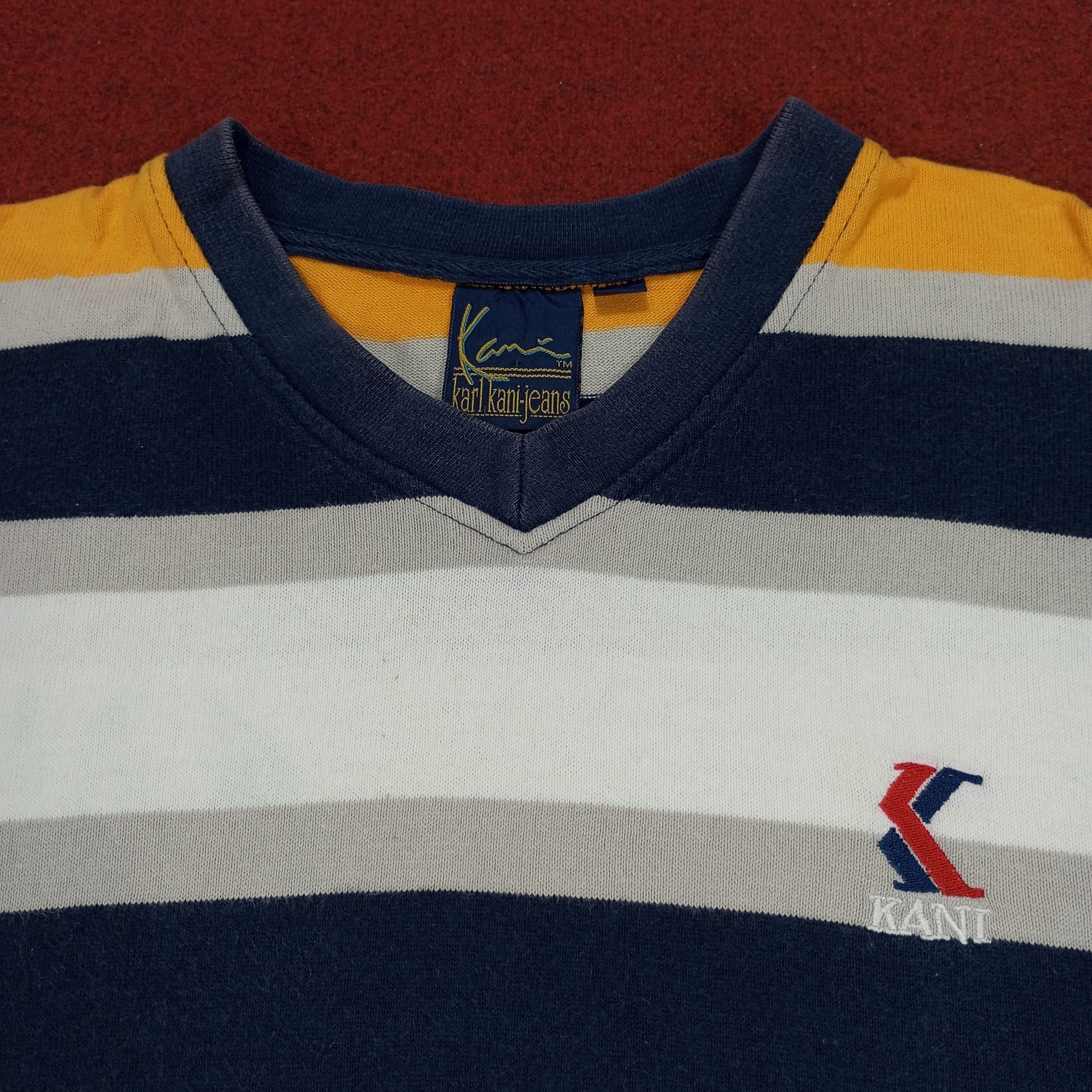 Karl Kani × Vintage Karl Kani Jeans Stripes Design Tshirt Size US XL / EU 56 / 4 - 2 Thumbnail