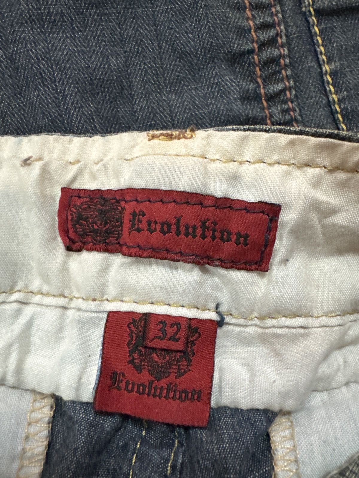 Japanese Brand EVOLUTION CARGO MULTIPOCKET DISTRESSED DENIM Size US 31 - 14 Thumbnail