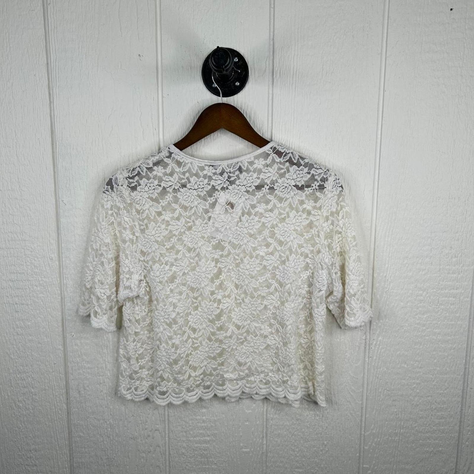 Other Y2K Connected Apparel Lace Boho Cropped Cardigan Top Large Size L / US 10 / IT 46 - 2 Thumbnail