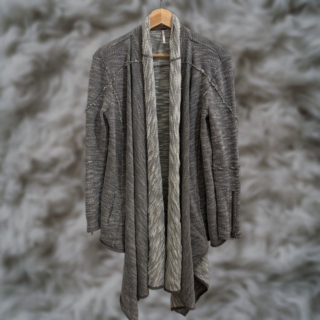 Free People Free People Cardigan Womens XS Gray Open Front Oversized Waterfall Knit Coat? Size XS / US 0-2 / IT 36-38 - 1 Thumbnail